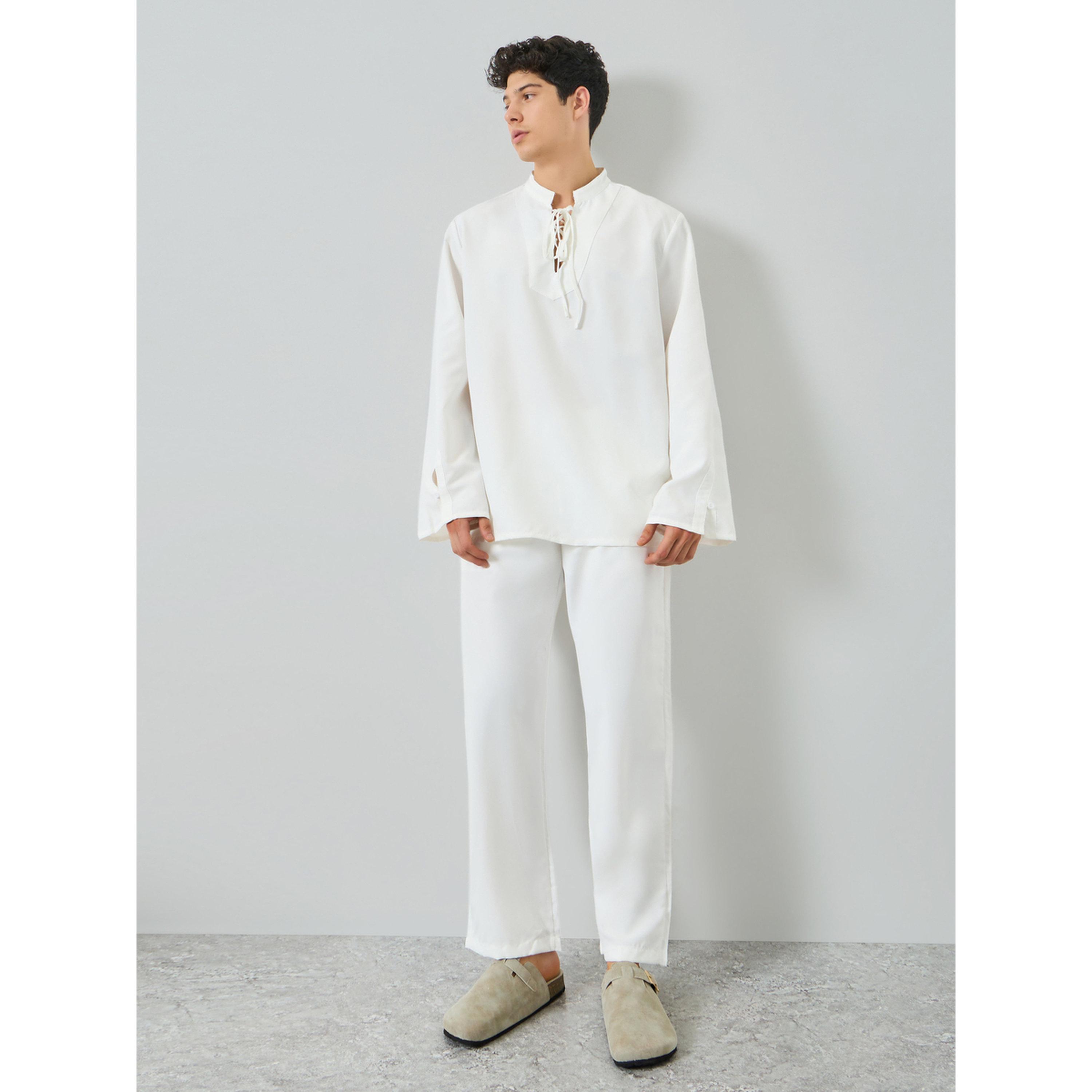 Take Two Men White Linen Top and Pants Co-Ords-men-clothing-coordsets-image-1