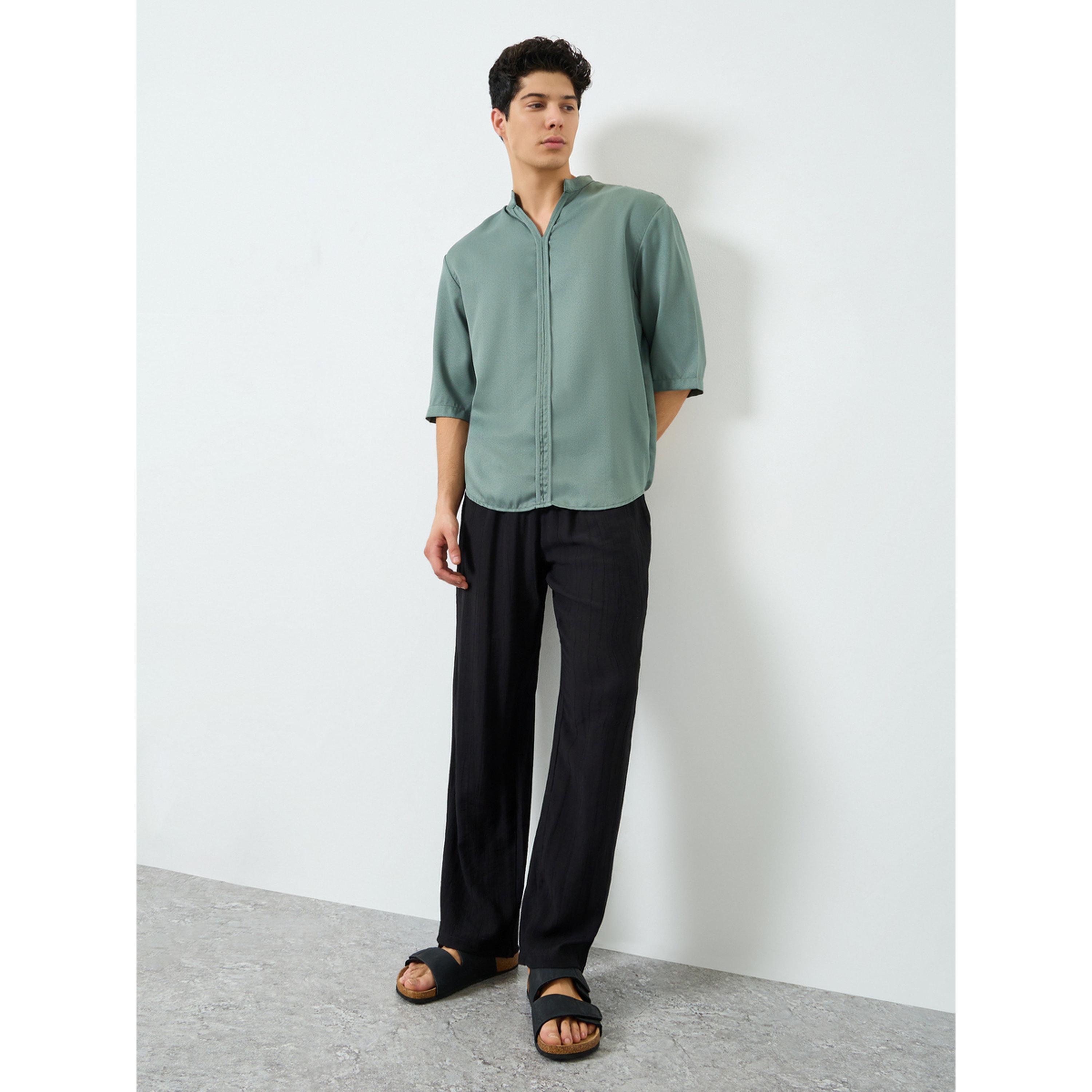 تيك تو × ستايلي - قميص بولو رجالي أخضر منسوج-men-clothing-shirts-image-2