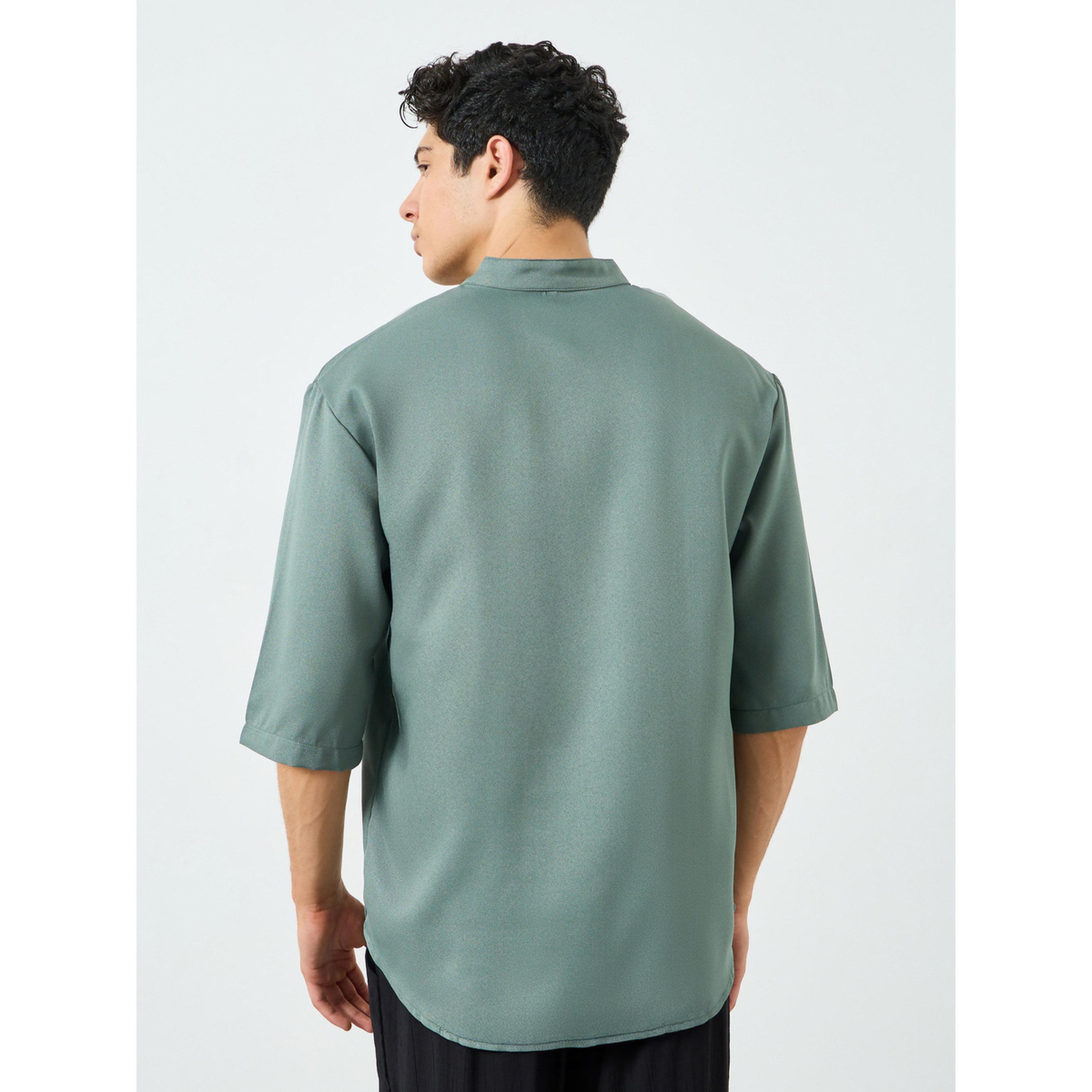 تيك تو × ستايلي - قميص بولو رجالي أخضر منسوج-men-clothing-shirts-image-3