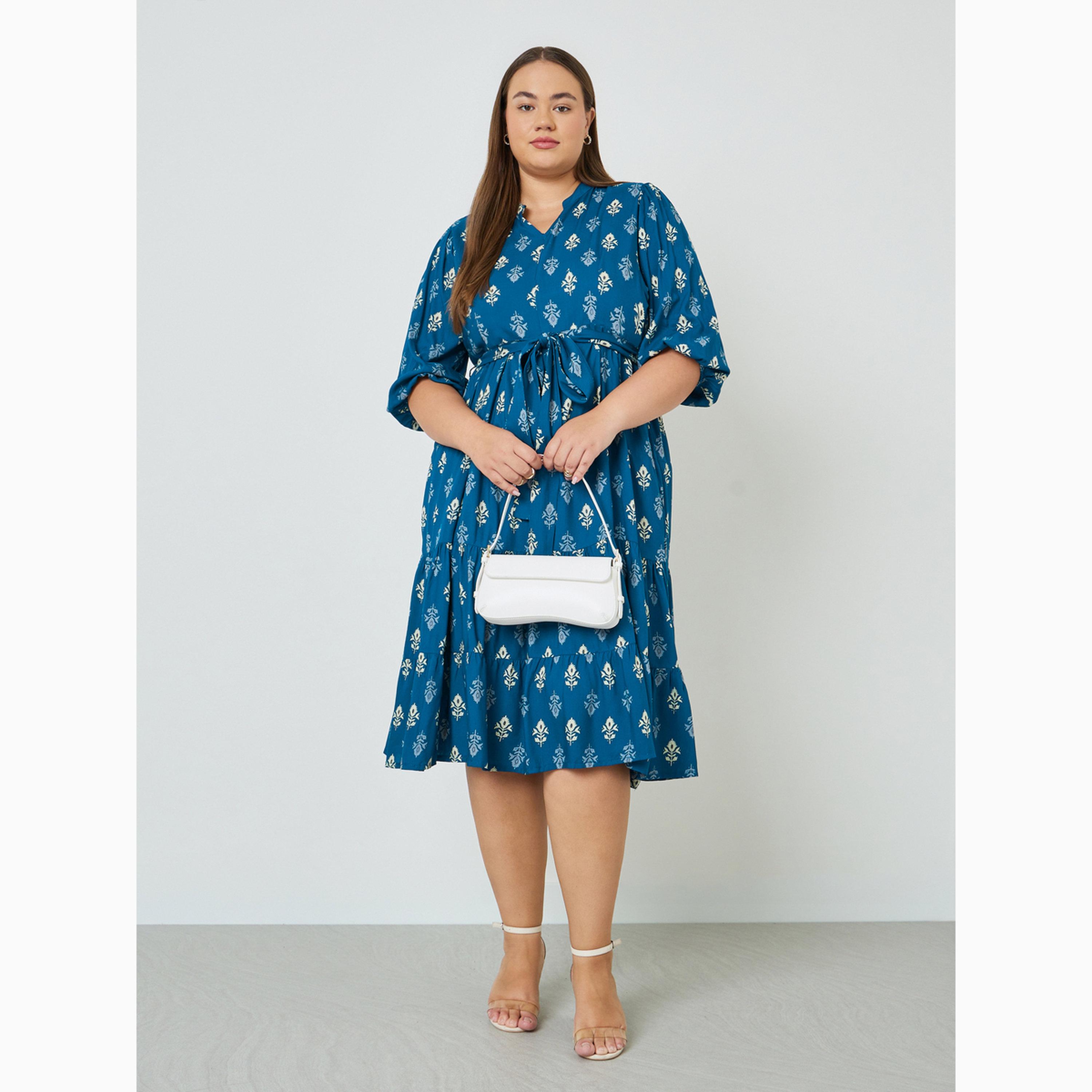 Styli Plus Size Printed Tiered Midi Dress-women-clothing-dresses-image-2
