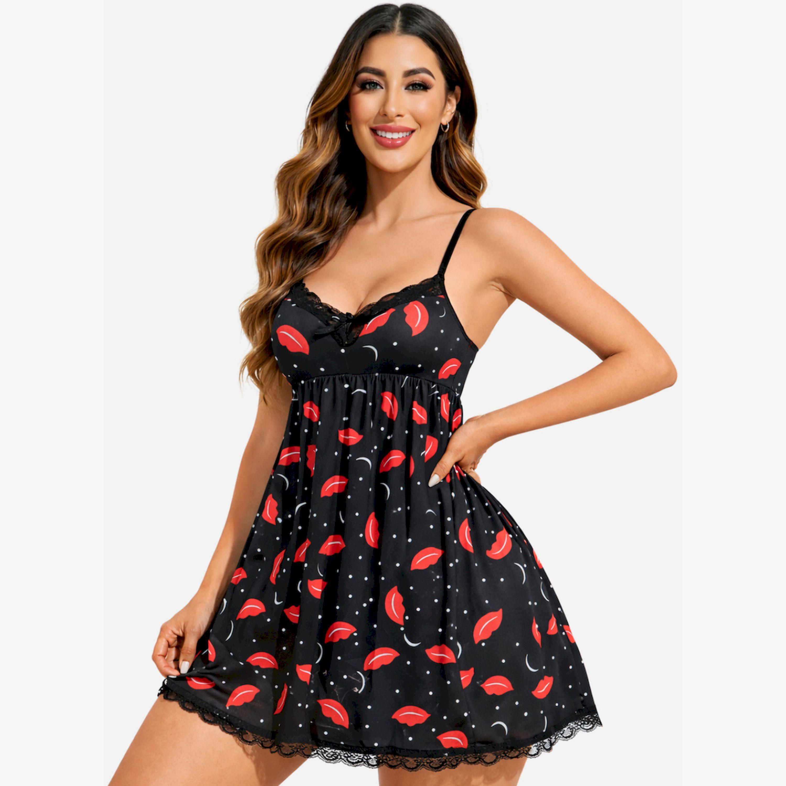 لانجري بيبي دول بطبعة شفاه وتفاصيل دانتيل-women-clothing-lingerie-babydollsandbodysuits-image-1