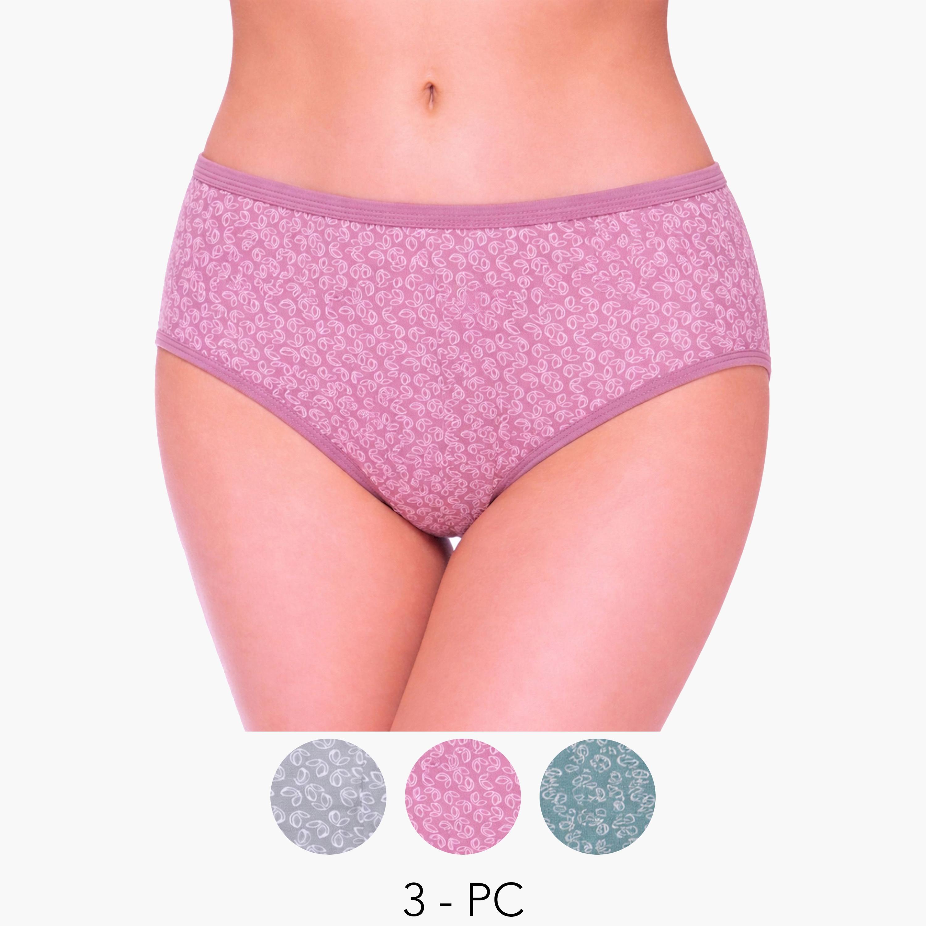 Take Two Pack of 3 - Printed High Leg Briefs-women-clothing-lingerie-panties-image-1