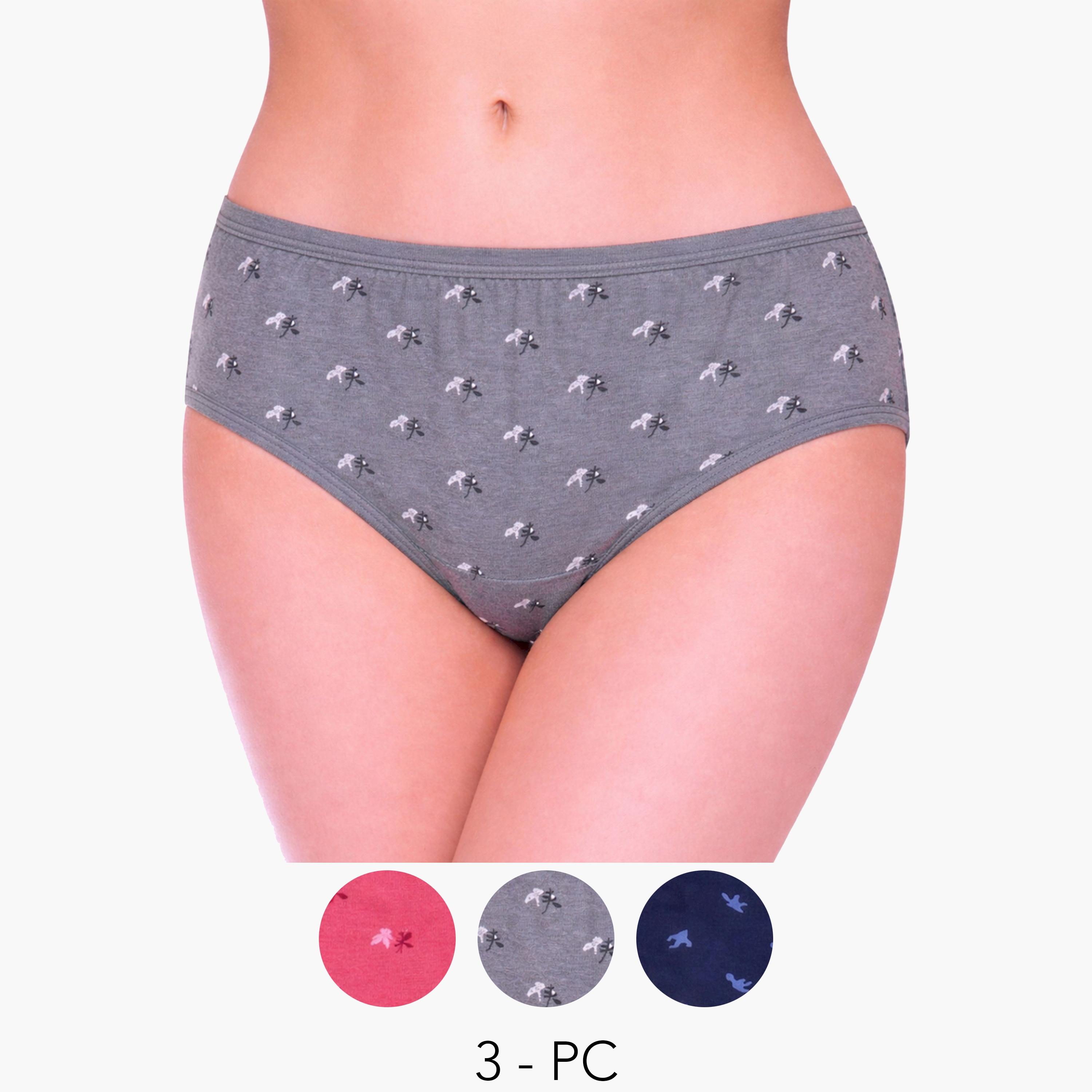 Take Two Pack of 3 - Printed Mid Rise Briefs-women-clothing-lingerie-panties-image-1