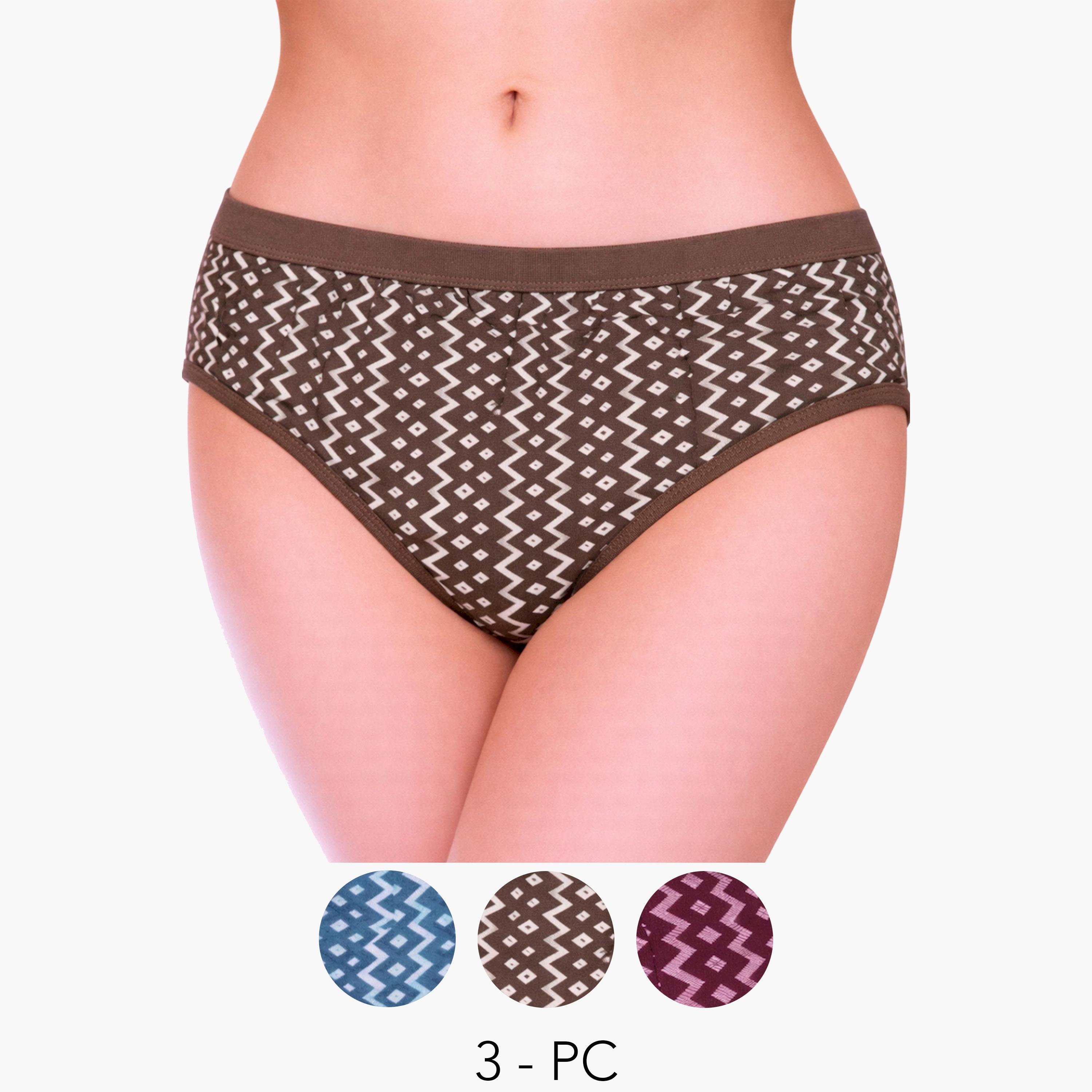 Take Two Pack of 3 - Printed Mid Rise Briefs-women-clothing-lingerie-panties-image-1