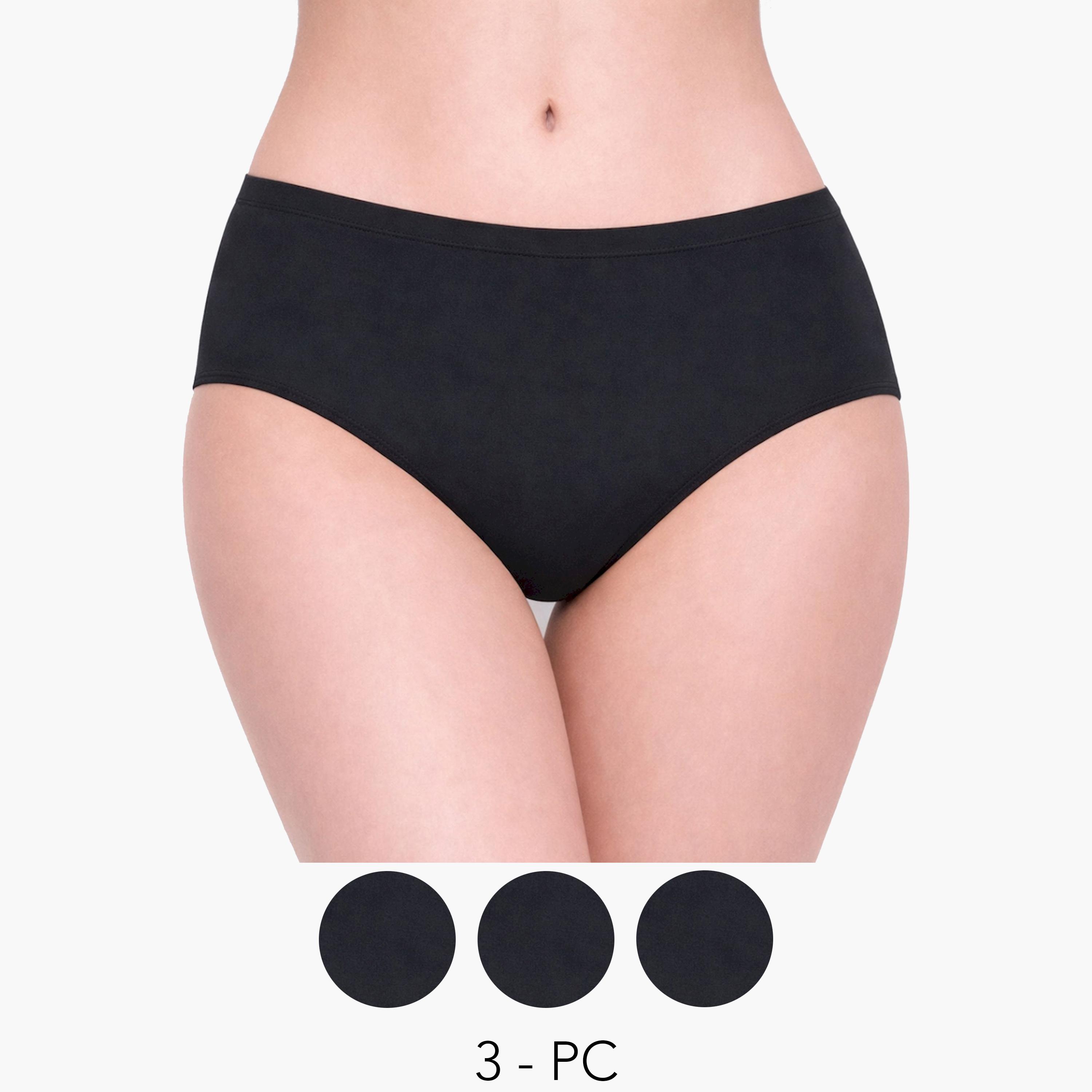 Take Two Pack of 3 - Solid Cotton Stretch Brief with  Elasticated Waistband-women-clothing-lingerie-panties-image-1
