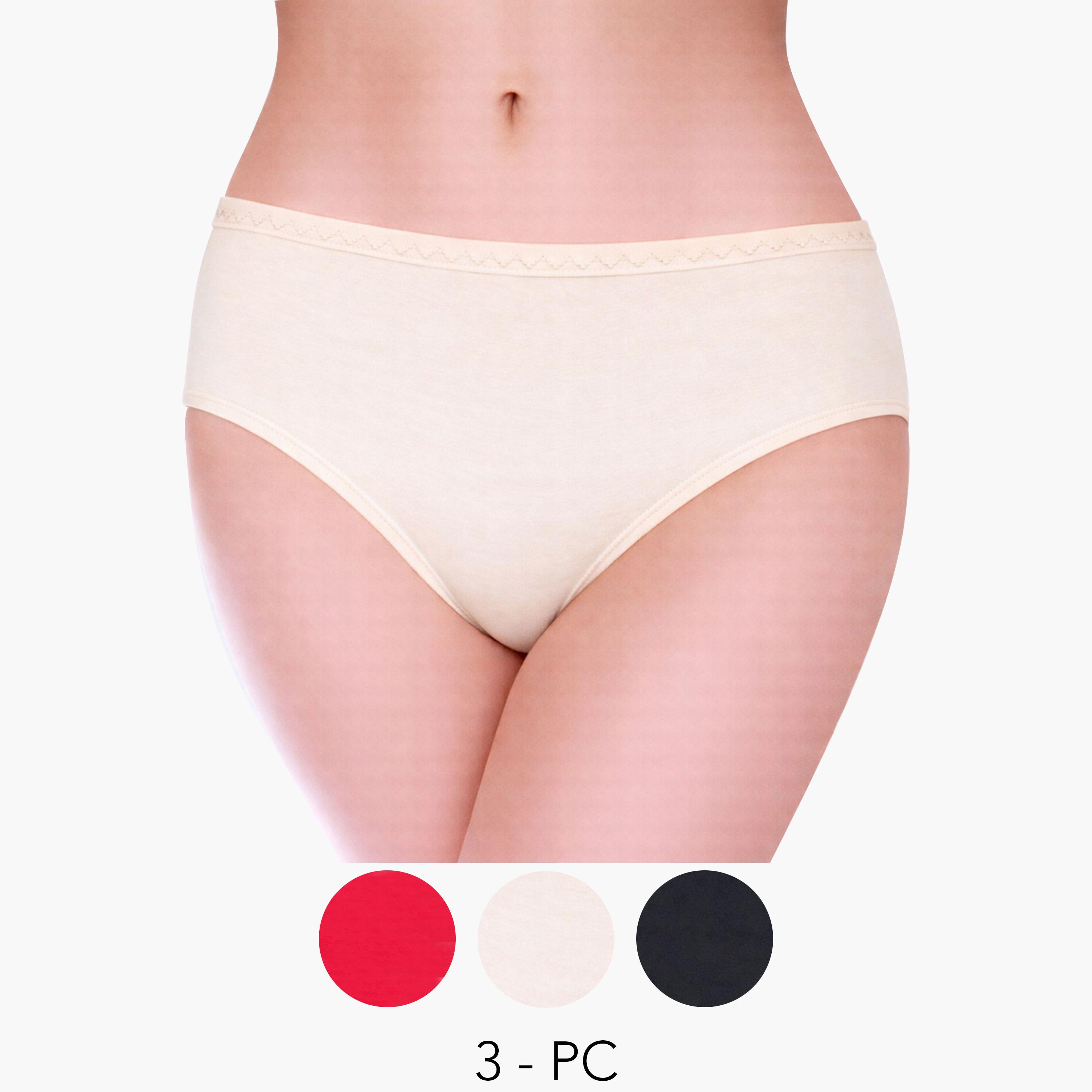 Take Two Pack of 3 - Solid Cotton Stretch Brief with  Elasticated Waistband-women-clothing-lingerie-panties-image-1