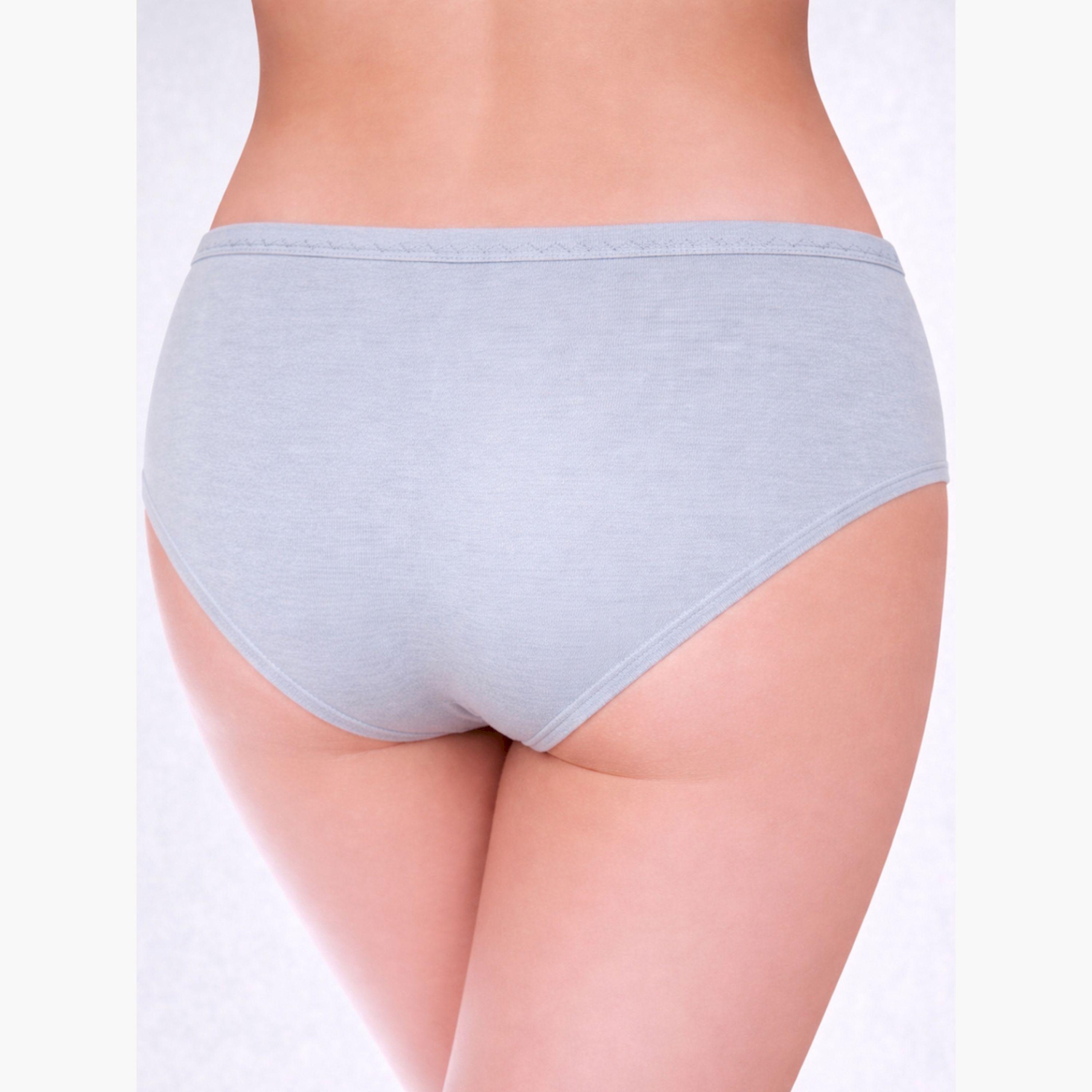 Take Two Pack of 3 - Solid Cotton Strech Brief with  Elasticated Weistband-women-clothing-lingerie-panties-image-5