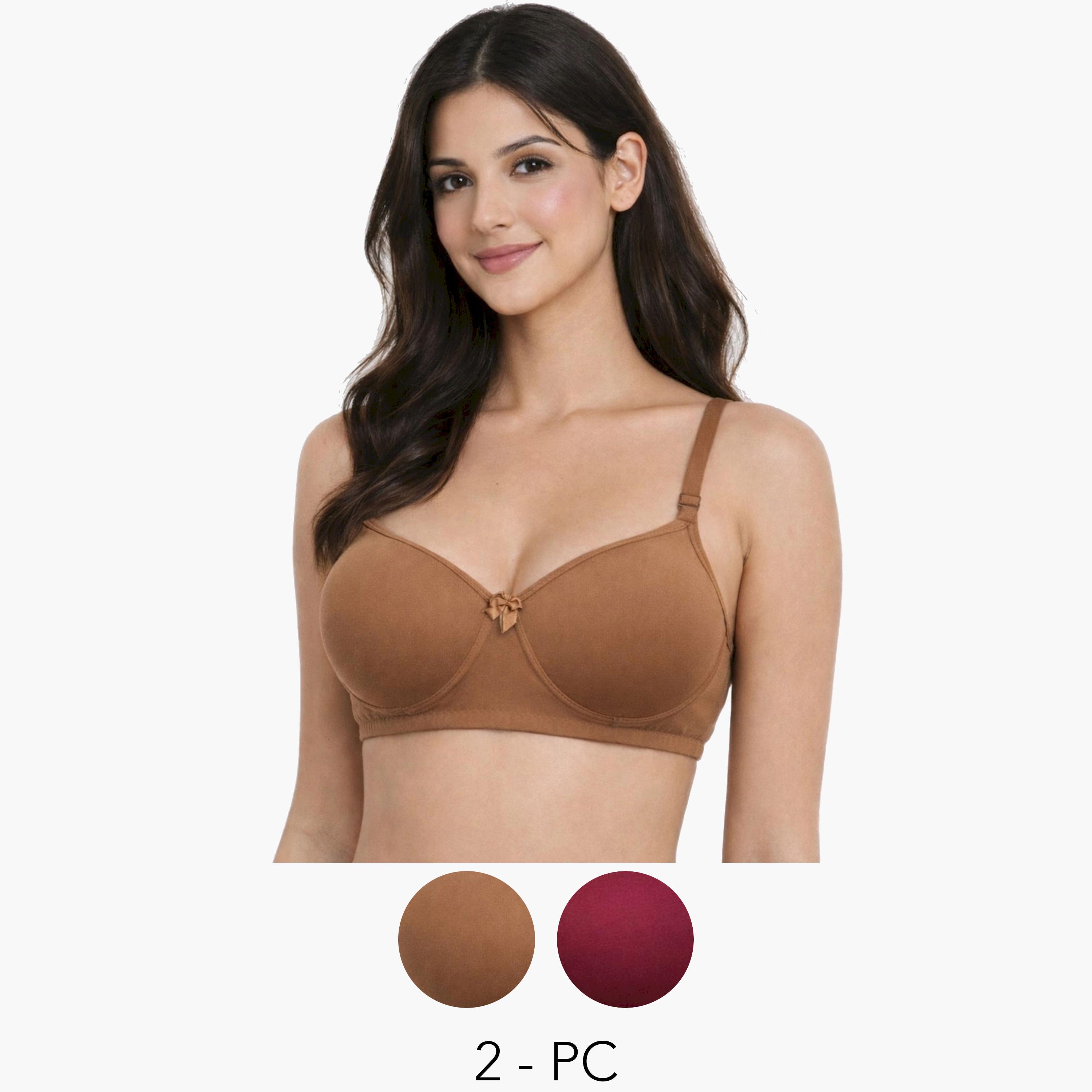 Take Two Pack of 2- Padded Non-Wired Full Coverage Spacer Cup T-Shirt Bra-women-clothing-lingerie-bras-image-1