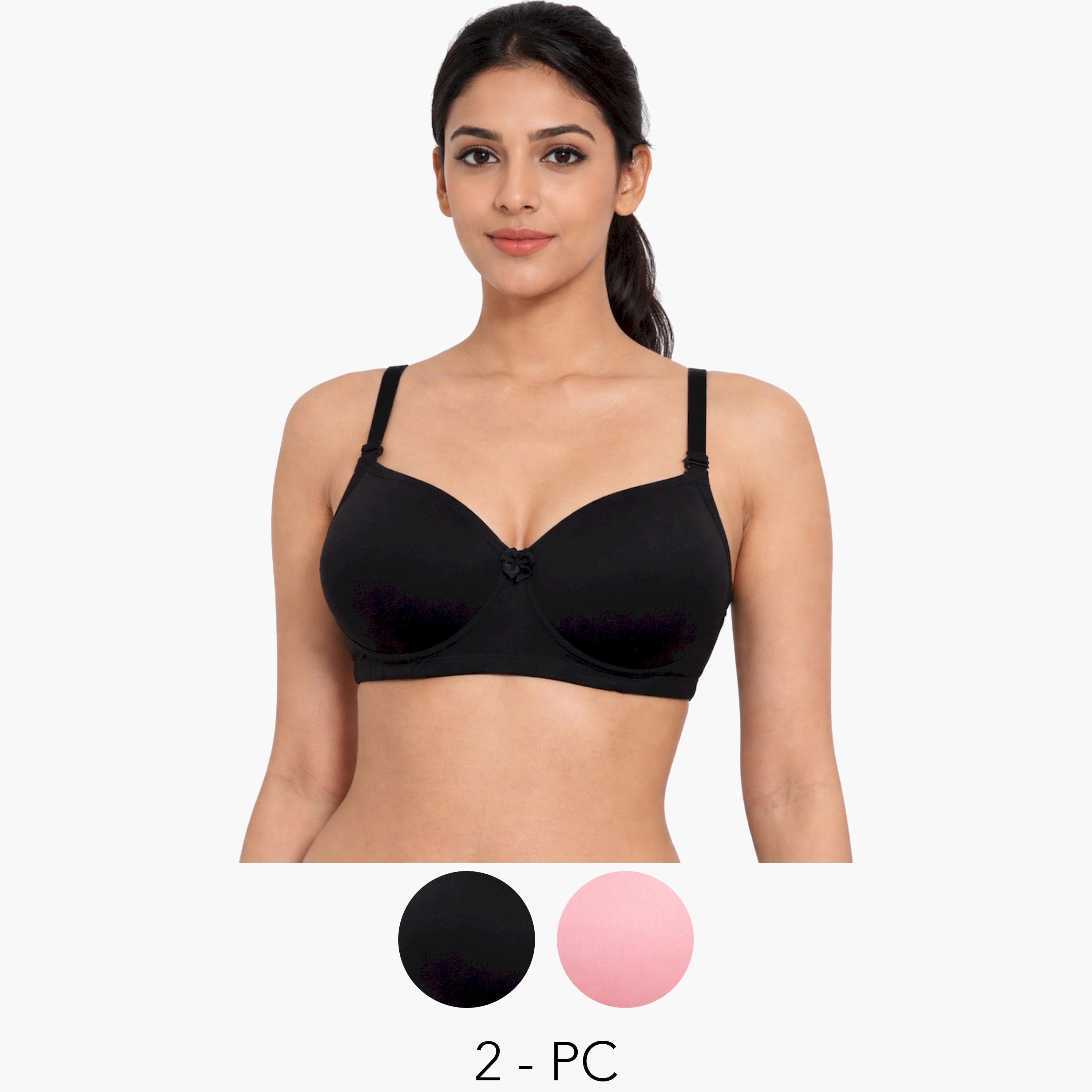 مجموعة من قطعتين صدريات تيشيرت مبطنة بلا أسلاك بتغطية كاملة-women-clothing-lingerie-bras-image-1