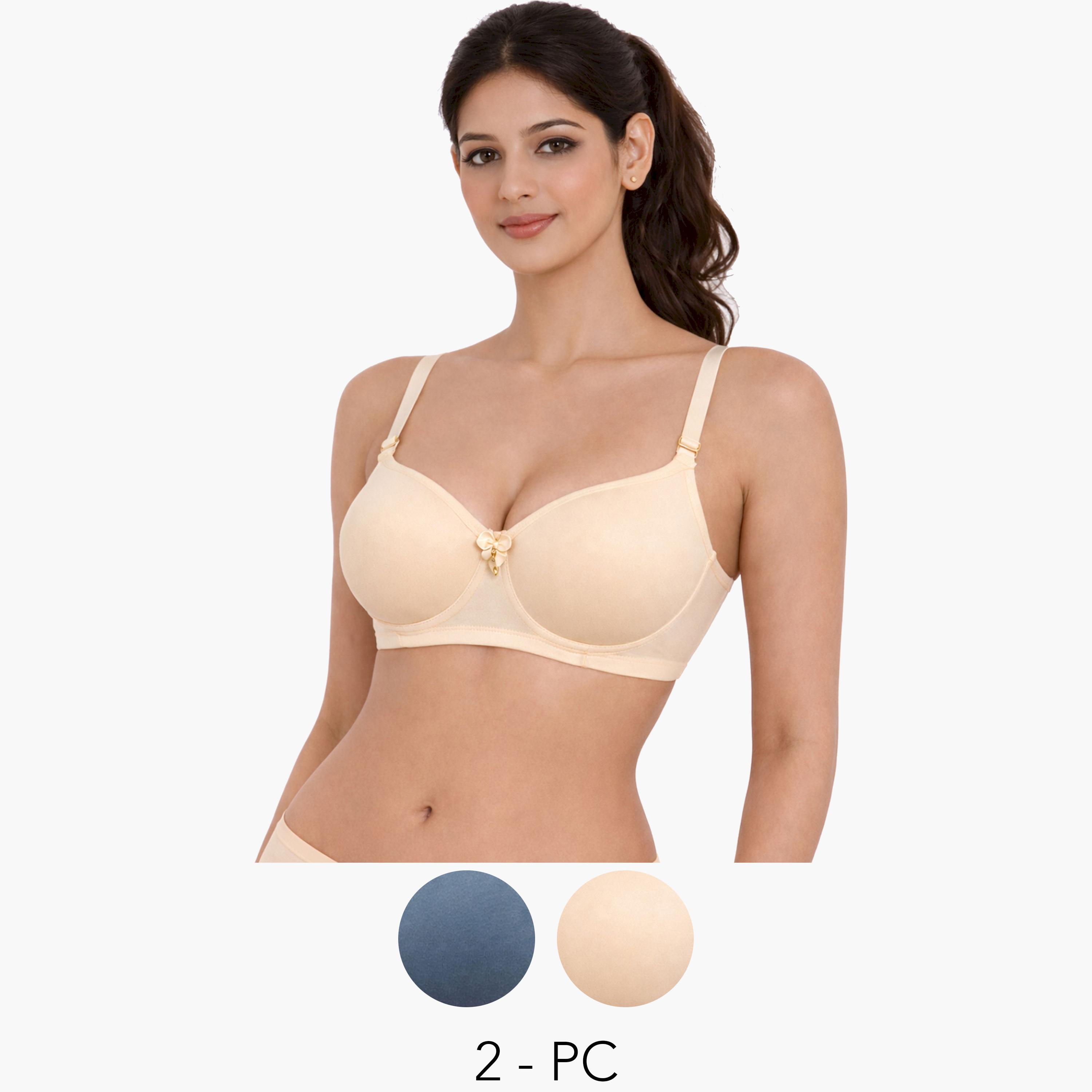 Take Two Pack of 2- Padded Non-Wired Full Coverage Spacer Cup T-Shirt Bra-women-clothing-lingerie-bras-image-1