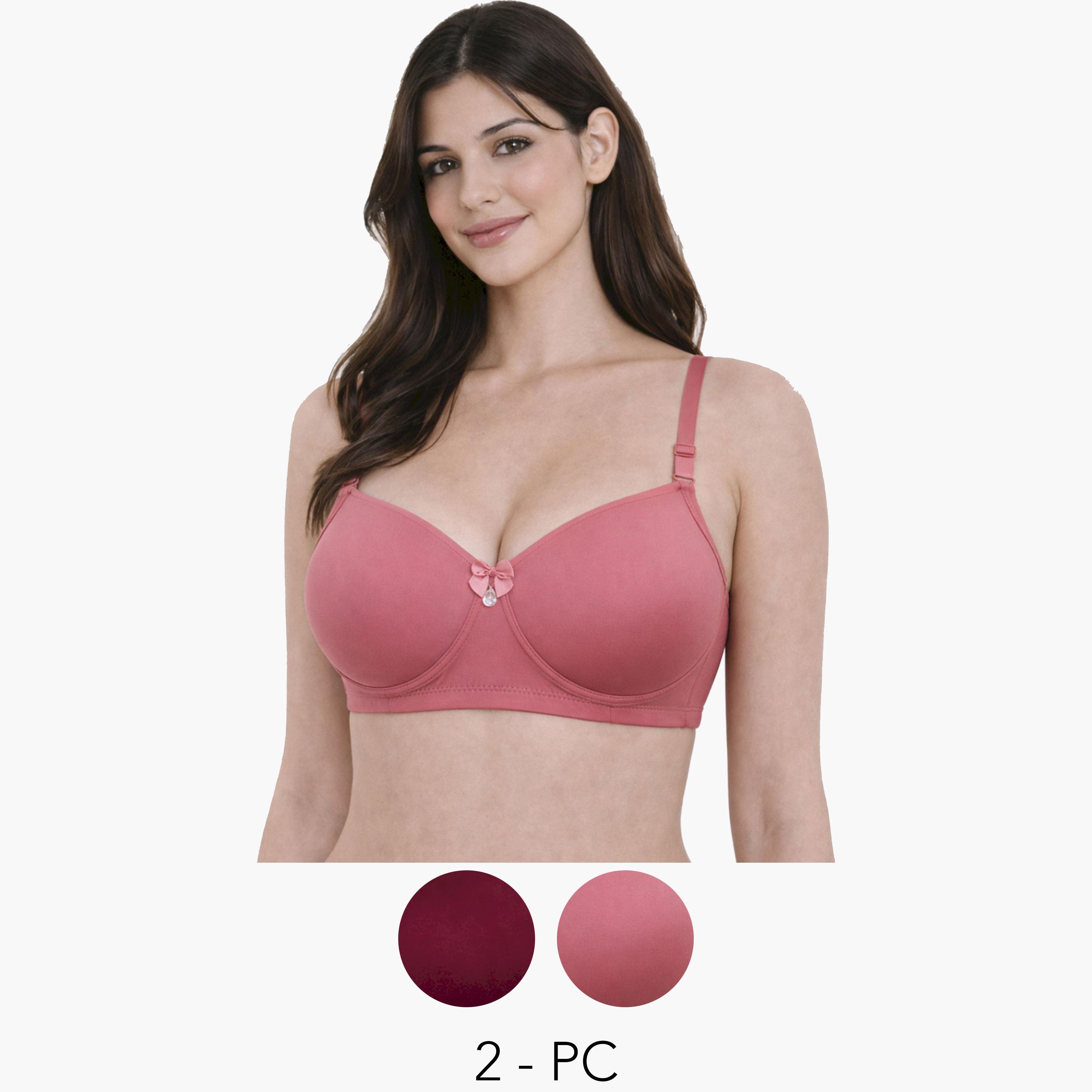 Take Two Pack of 2- Padded Non-Wired Full Coverage Soft Cup T-Shirt Bra-women-clothing-lingerie-bras-image-1