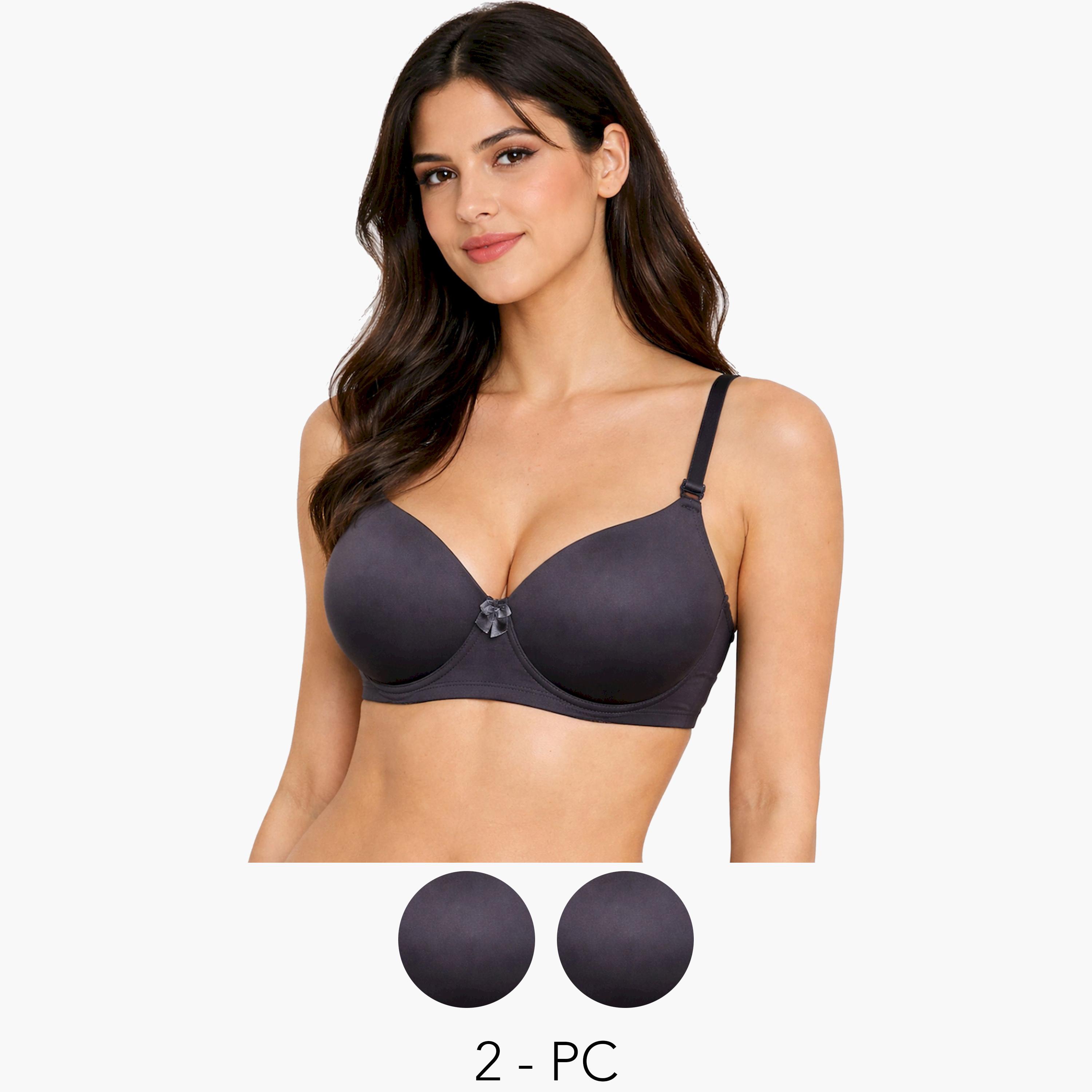 Take Two Pack of 2- Padded Non-Wired Full Coverage Soft Cup T-Shirt Bra-women-clothing-lingerie-bras-image-1
