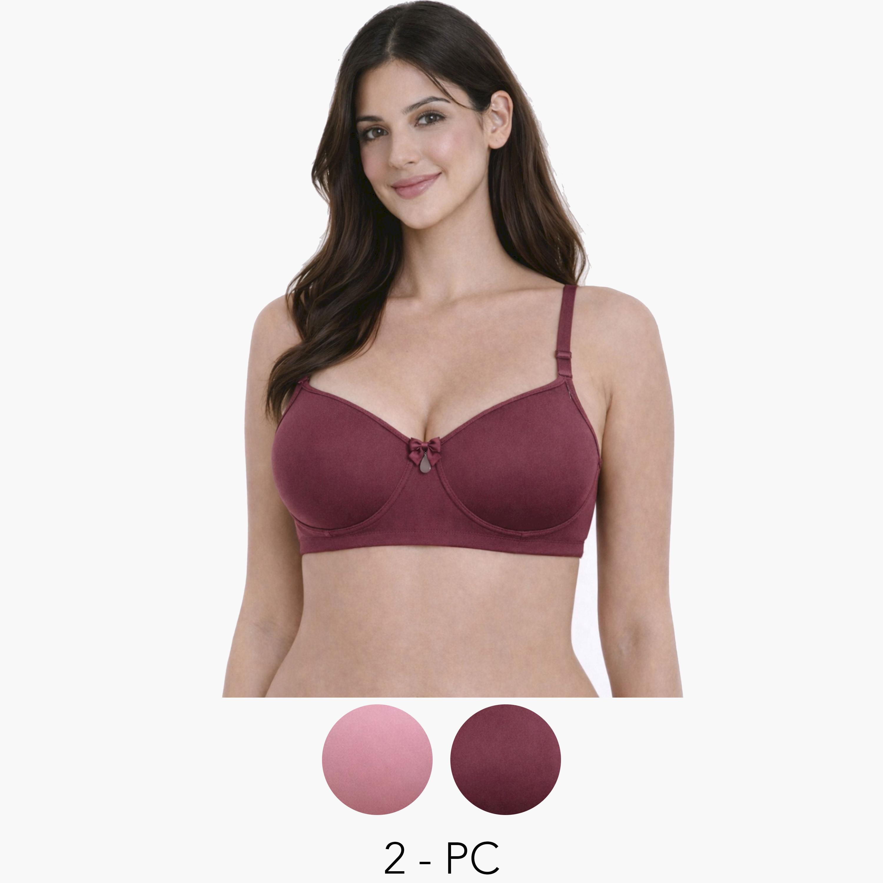 Take Two Pack of 2- Padded Non-Wired Full Coverage Soft Cup T-Shirt Bra-women-clothing-lingerie-bras-image-1