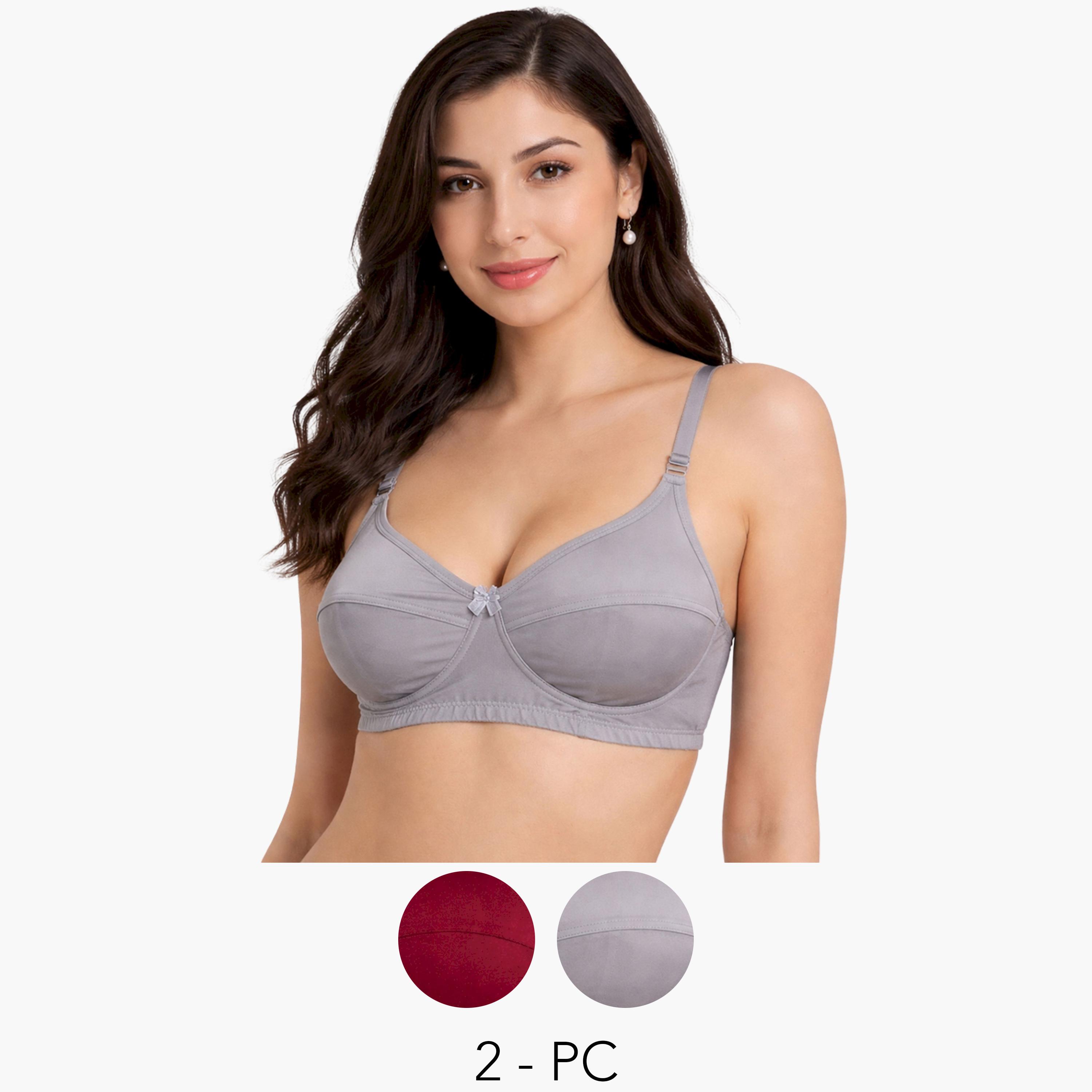 Take Two Pack of 2 - Pure Cotton Non-Wired Non Padded T-Shirt Bra-women-clothing-lingerie-bras-image-1