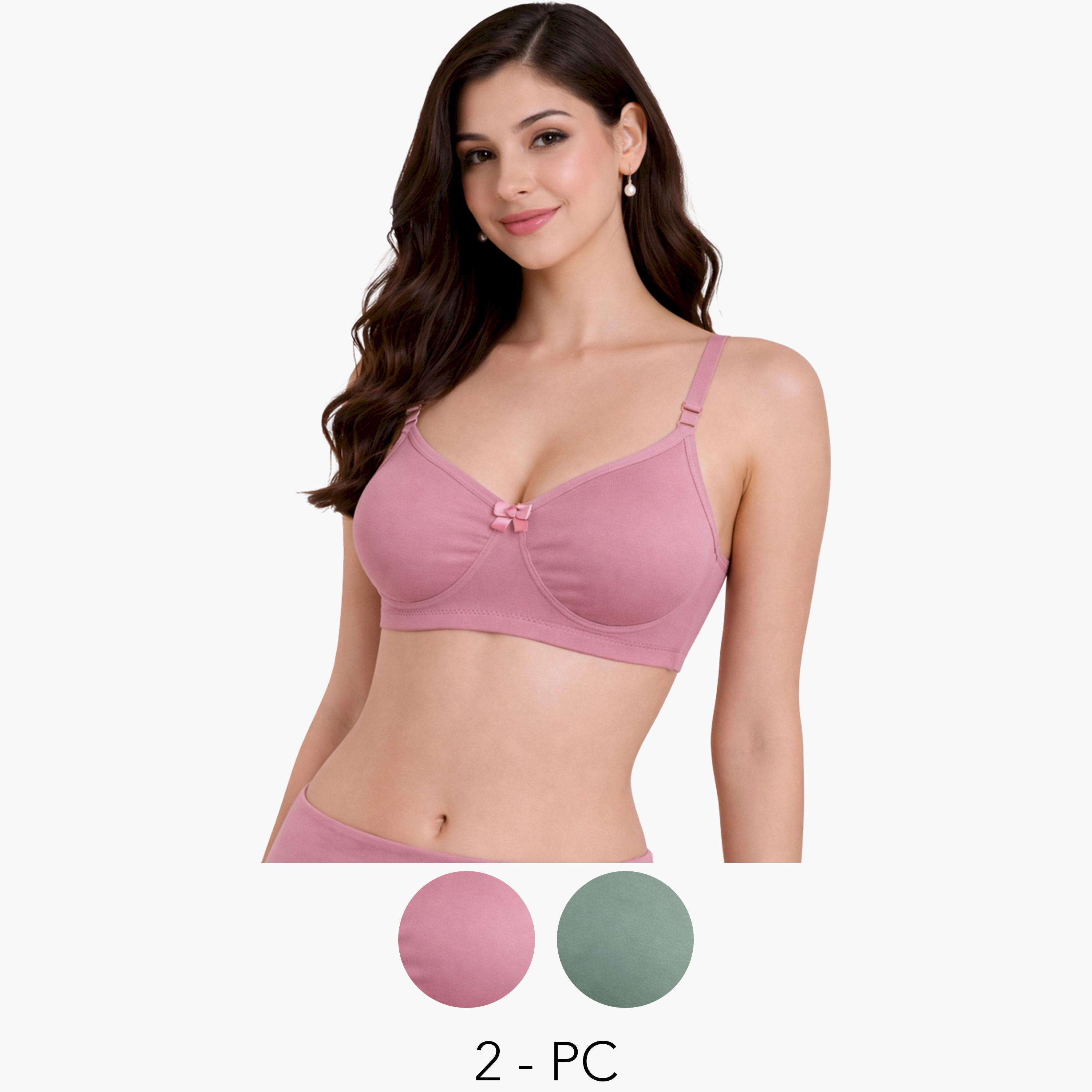 مجموعة من قطعتين صدريات قطن بنمط تيشيرت غير مبطنة وبلا أسلاك-women-clothing-lingerie-bras-image-1