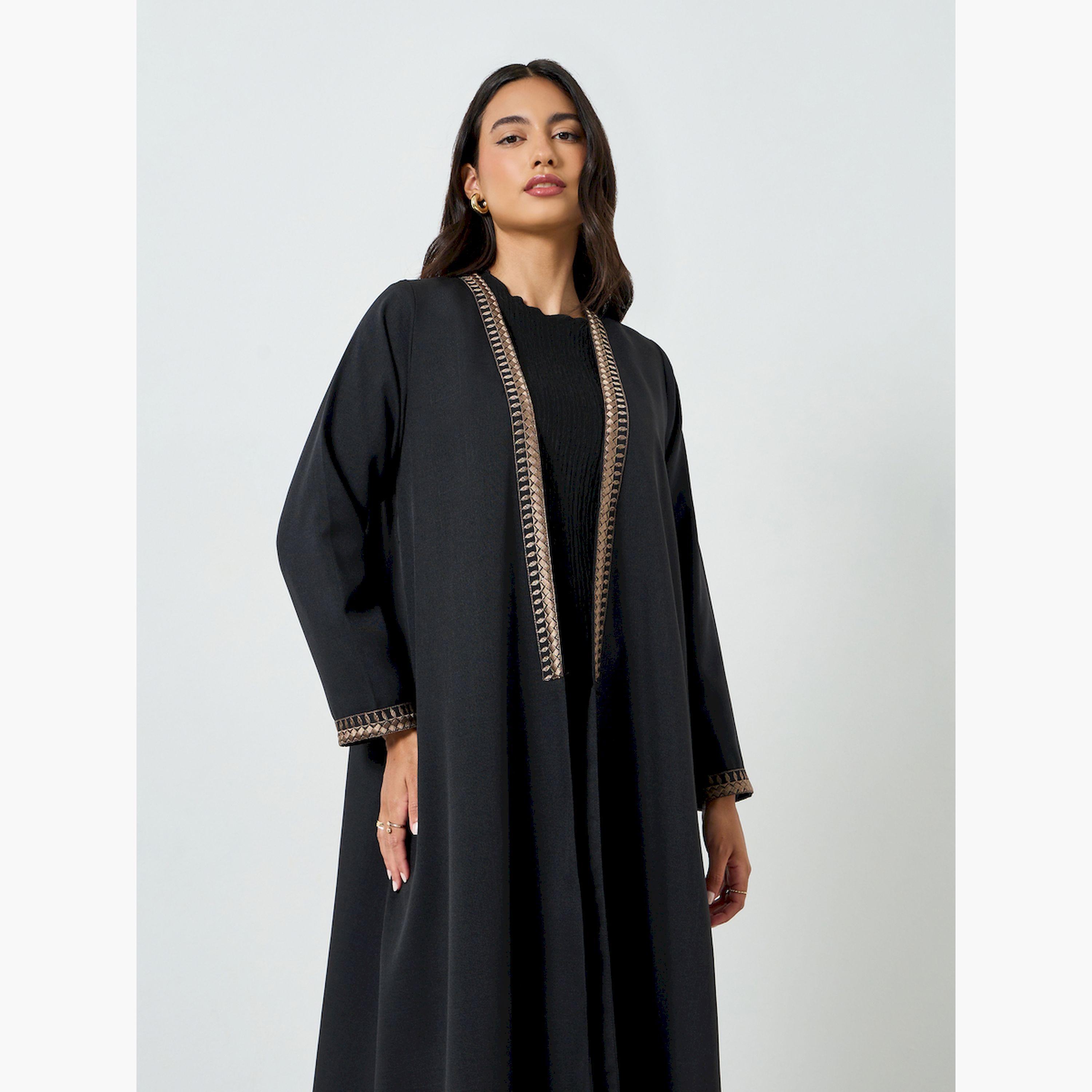عباية مفتوحة مع الامام مع تفاصيل مُطرّزة-women-arabicclothing-abayas-image-2