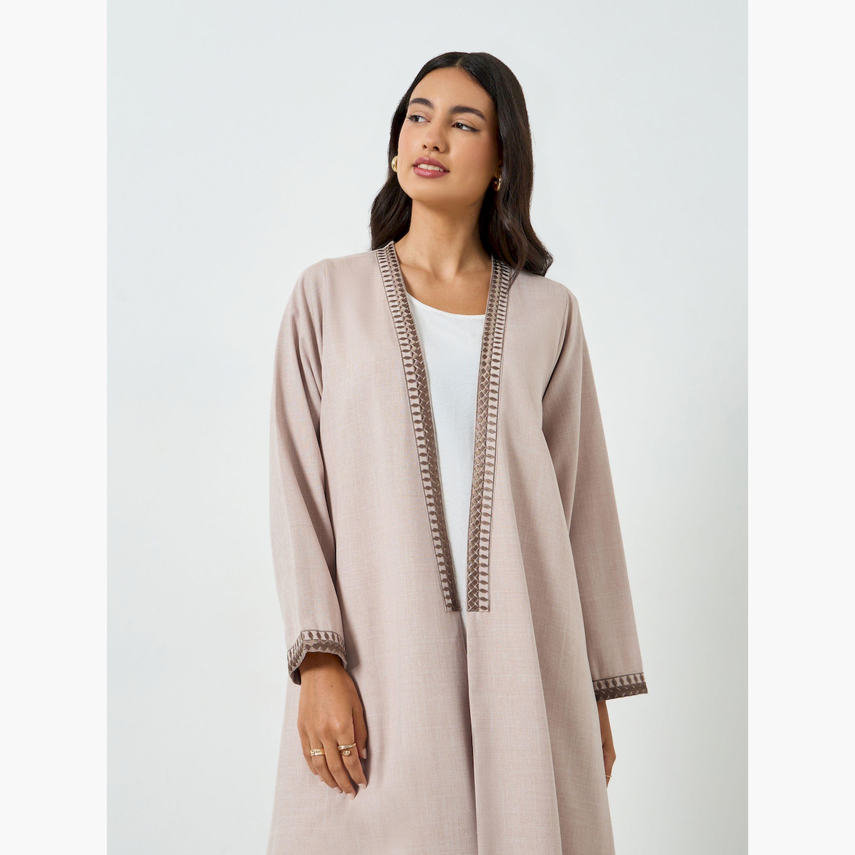 عباية مفتوحة مع الامام مع تفاصيل مُطرّزة-women-arabicclothing-abayas-image-2