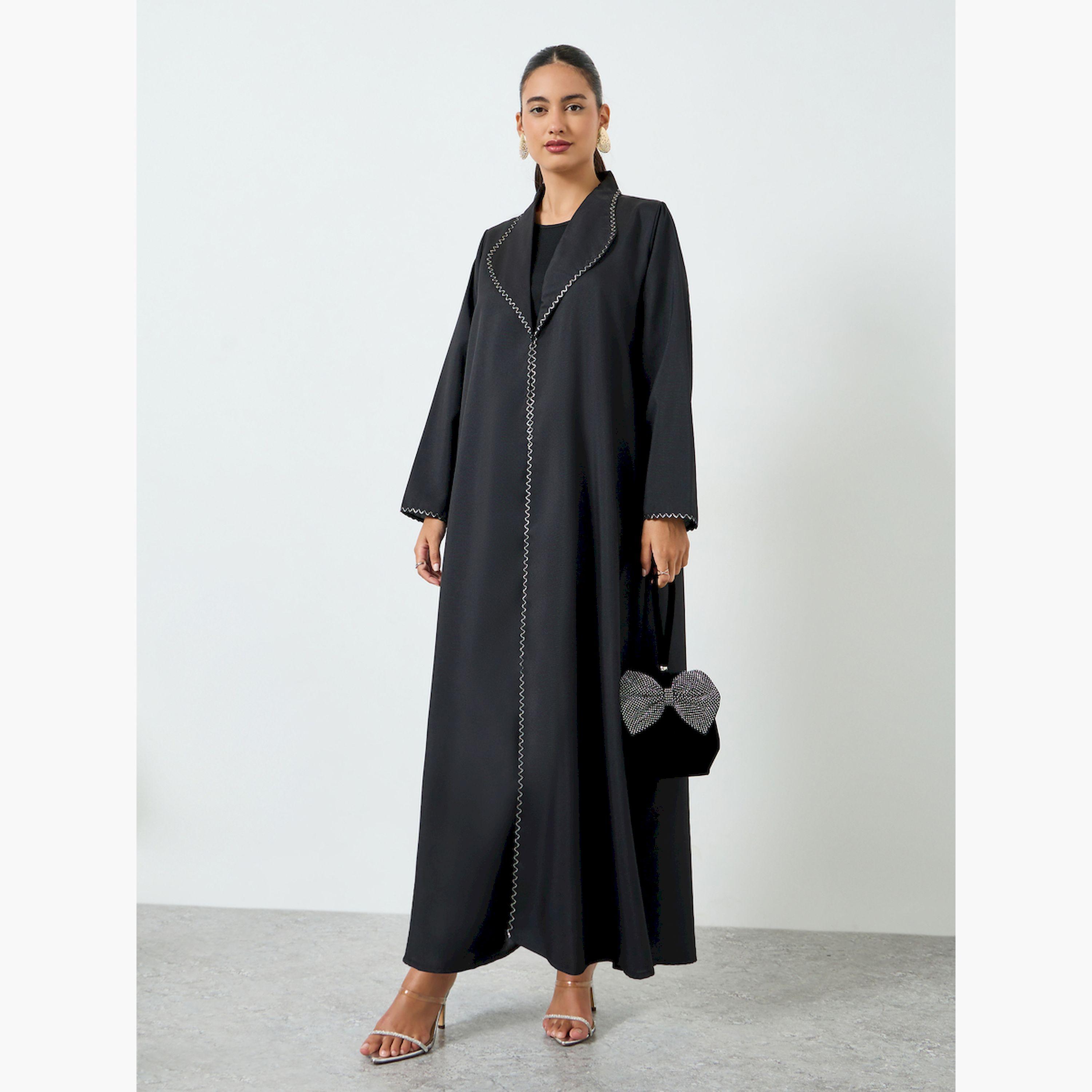 عباية بحافة واسعة وتفاصيل مُطرّزة-women-arabicclothing-abayas-image-1
