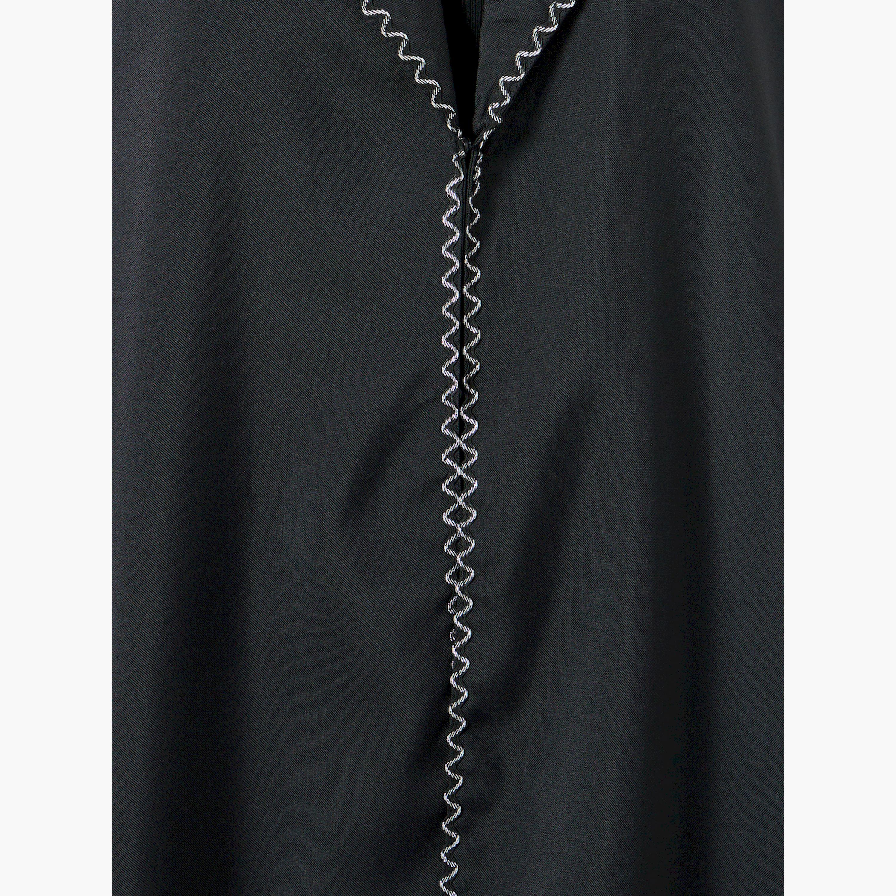 Styli Black Embroidered Trim A-Line Abaya-women-arabicclothing-abayas-image-5