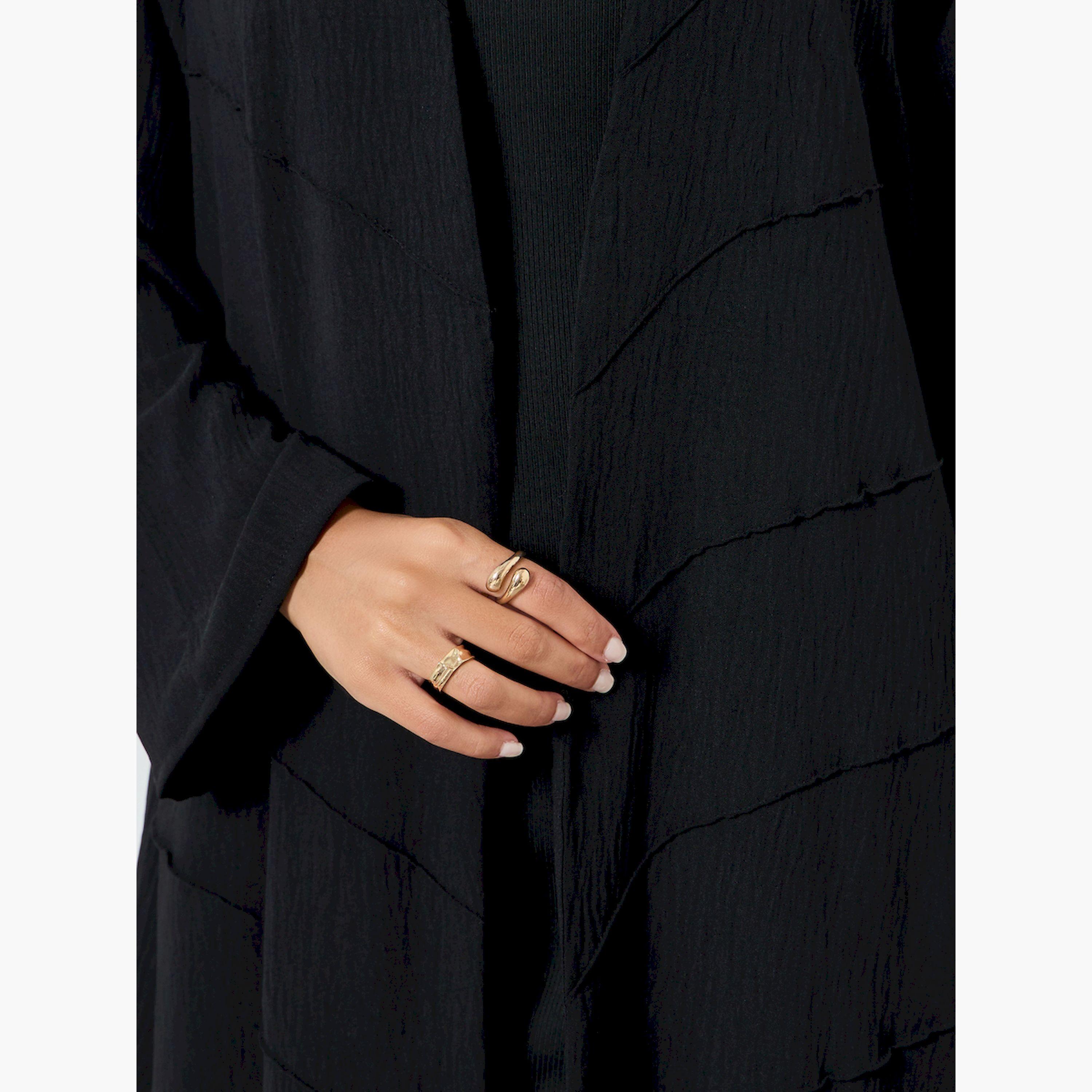 Styli Black Open Front A-Line Abaya-women-arabicclothing-abayas-image-5
