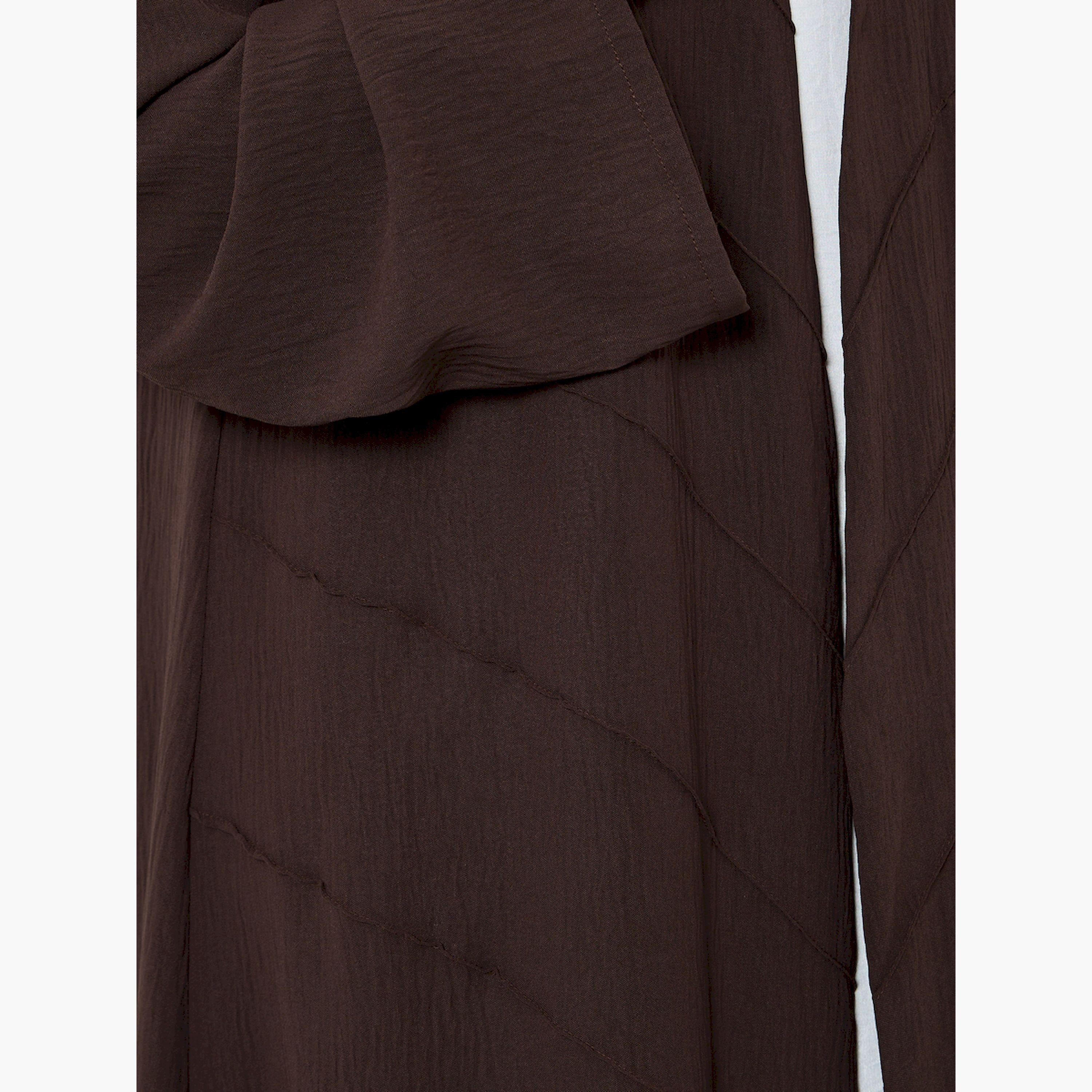 Styli Brown Open Front A-Line Abaya-women-arabicclothing-abayas-image-5
