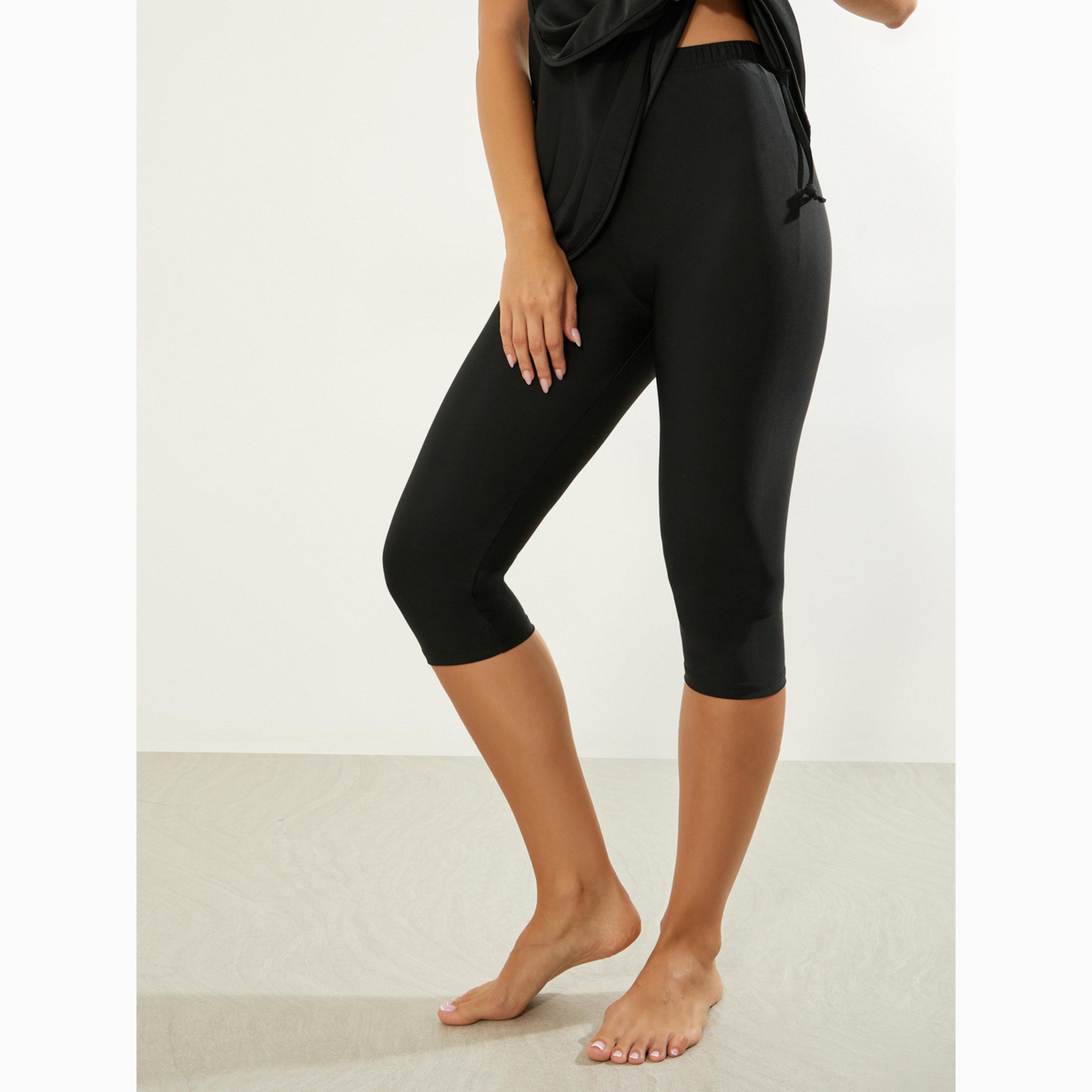 طقم بوركيني من 2 قطعة تونيك بأكمام قصيرة ونصف سحاب وليقنز كابري-women-clothing-swimandbeach-swim-burkinis-image-6