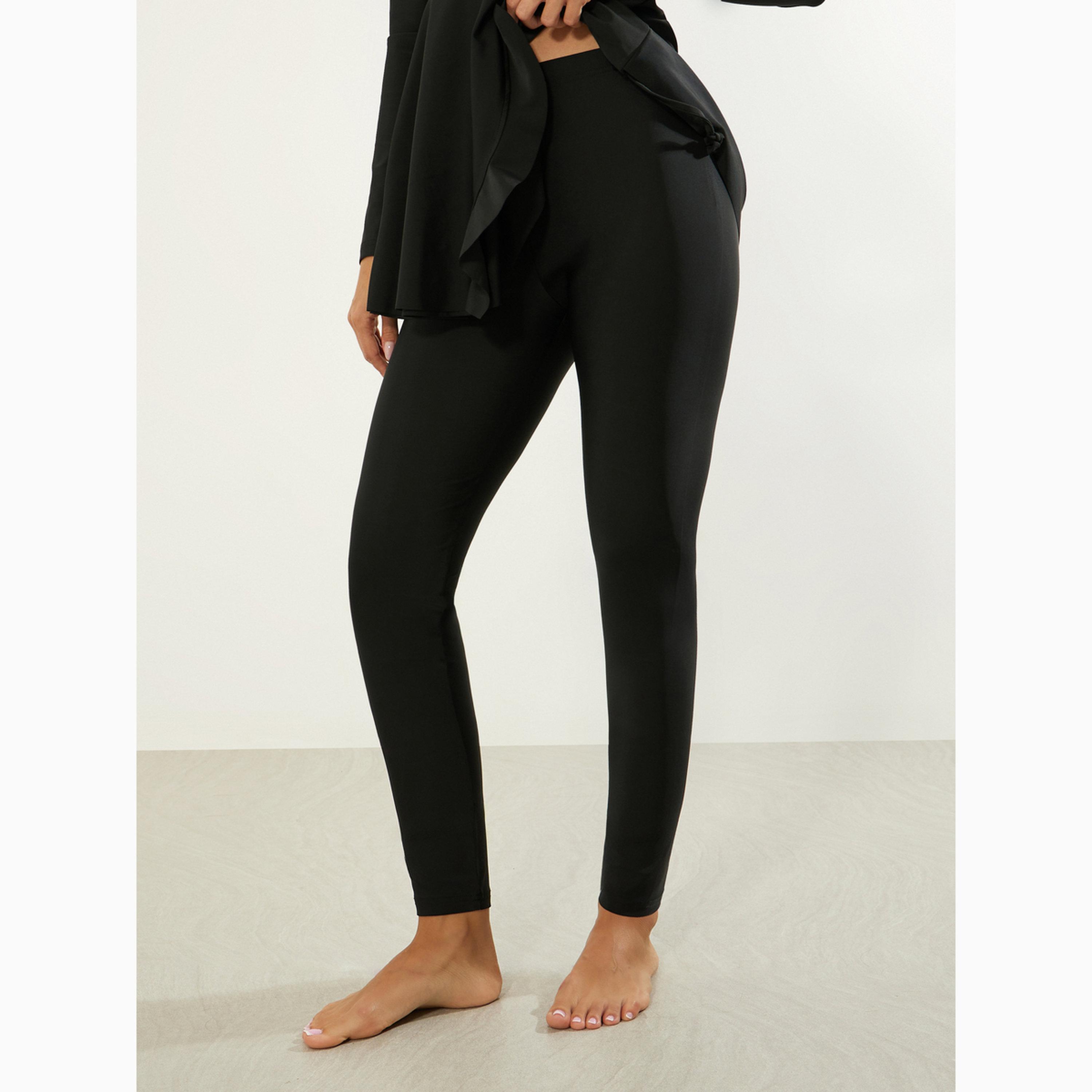 طقم بوركيني من 2 قطعة تونيك بنصف سحاب وتفاصيل كشكش وليقنز-women-clothing-swimandbeach-swim-burkinis-image-6