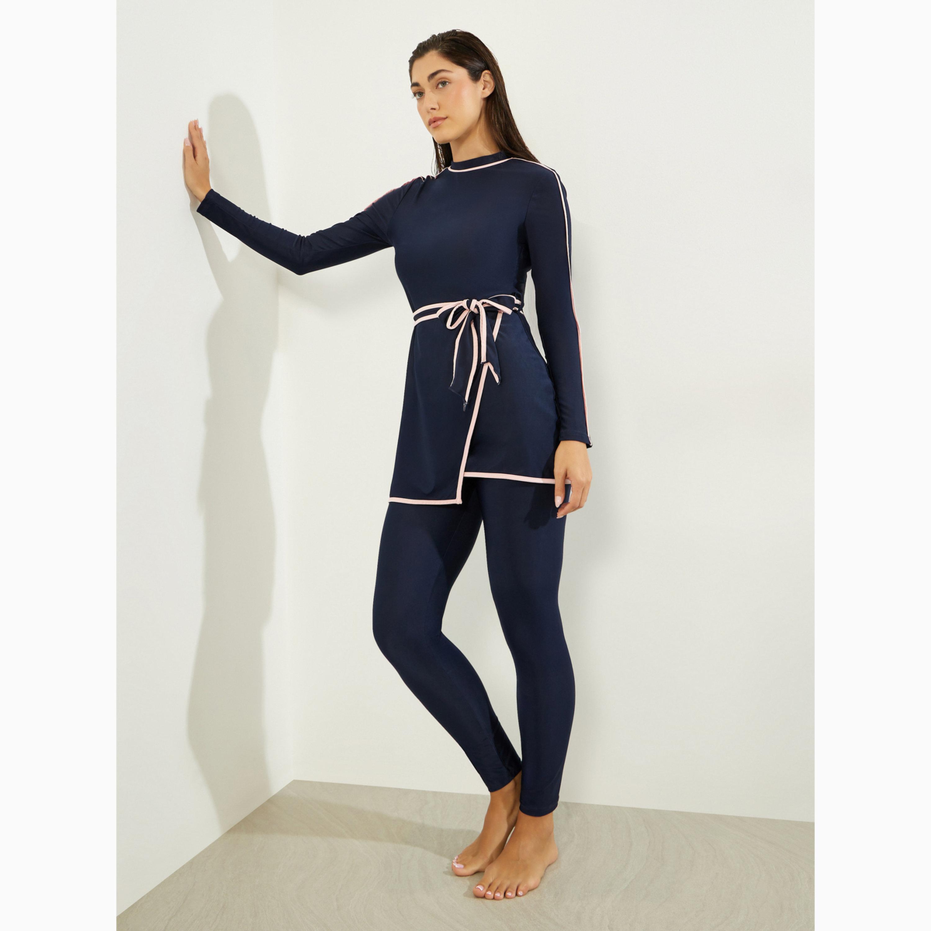 طقم بوركيني من 2 قطعة تونيك بنمط لف وليقنز-women-clothing-swimandbeach-swim-burkinis-image-1
