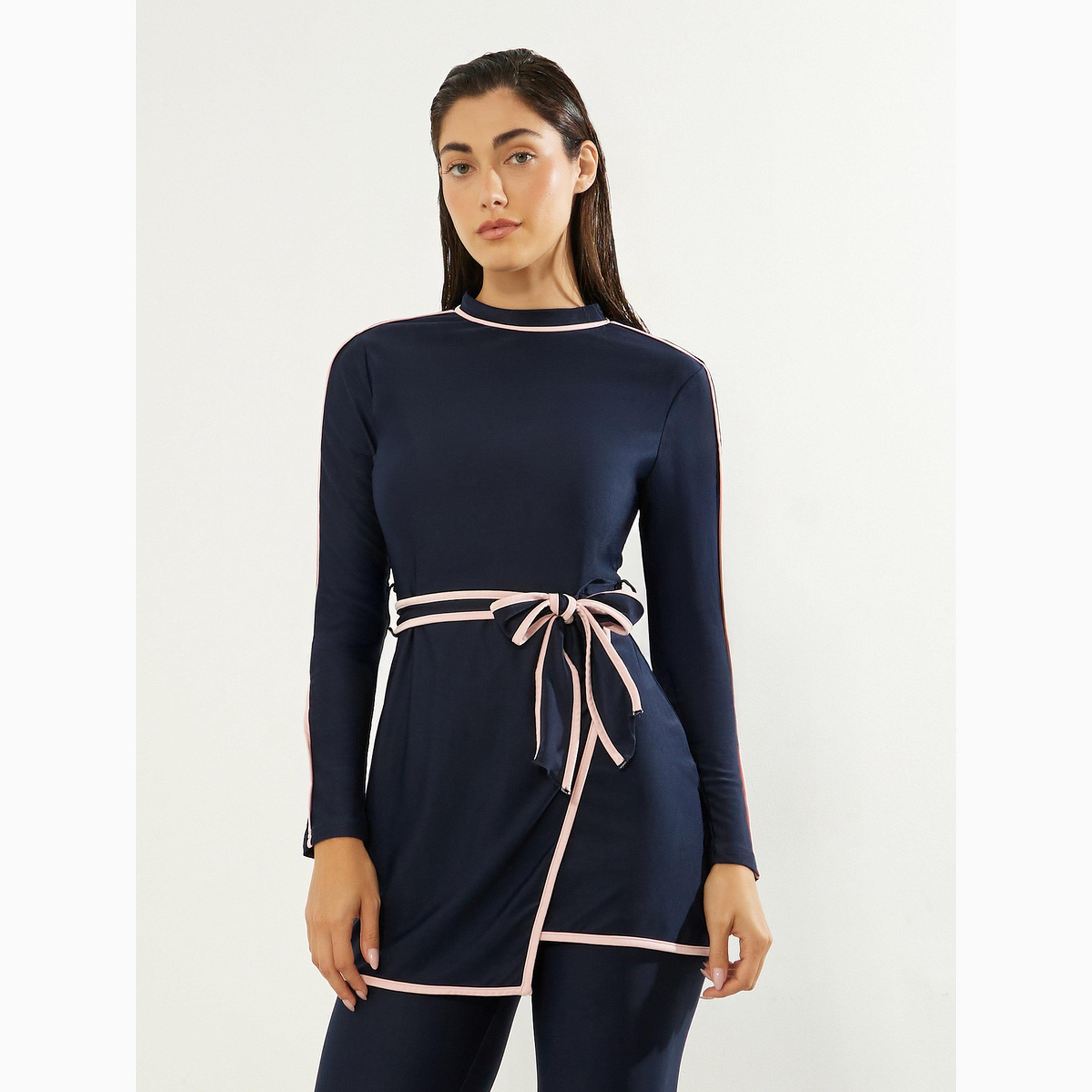 طقم بوركيني من 2 قطعة تونيك بنمط لف وليقنز-women-clothing-swimandbeach-swim-burkinis-image-2