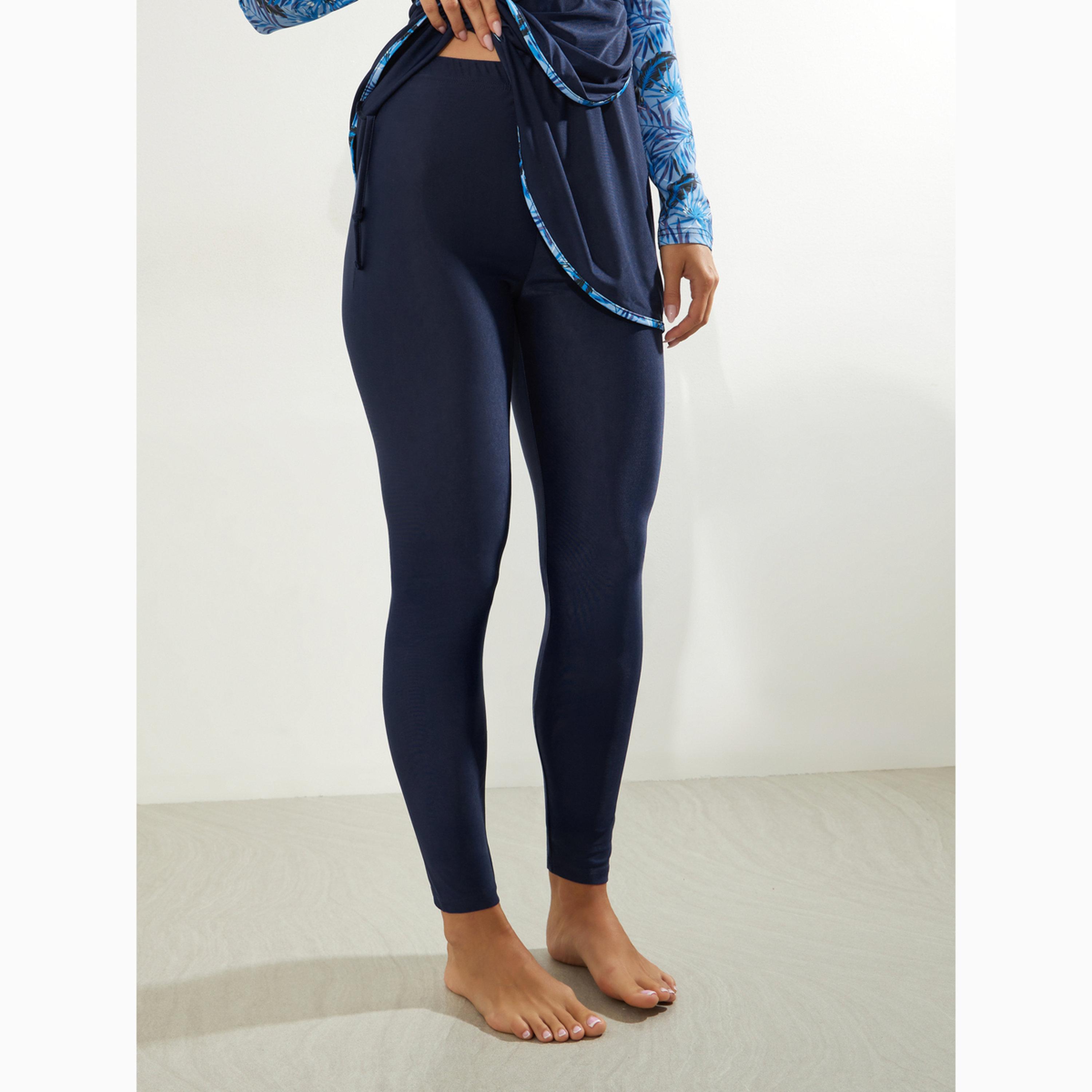 طقم بوركيني من 2 قطعة تونيك بنمط لف وطبعة أوراق شجر وليقنز-women-clothing-swimandbeach-swim-burkinis-image-5