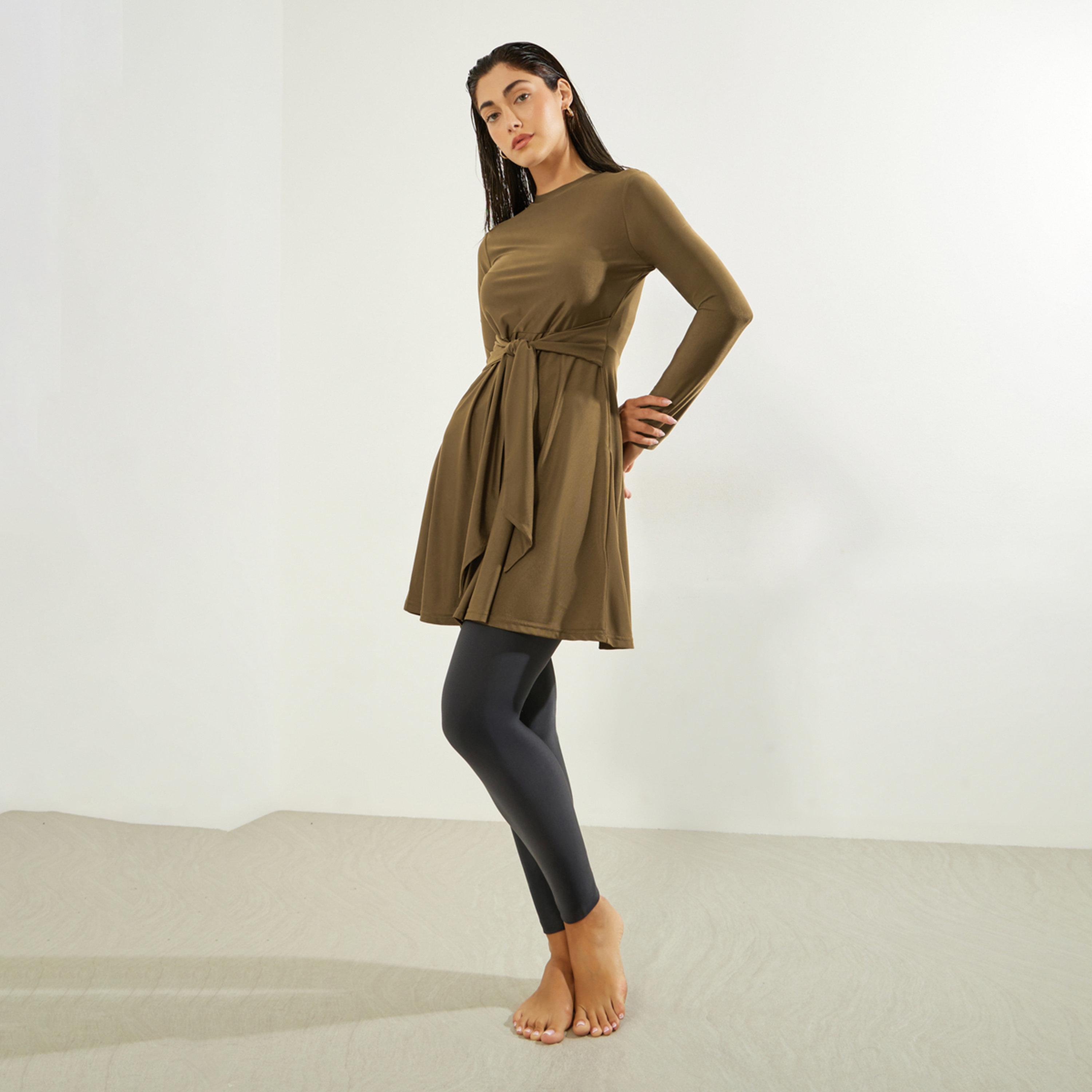Styli Pack of 3 -  Full Sleeve Long Tunic with Tie Knot Detail, Cap and Leggings Burkini Set-women-clothing-swimandbeach-swim-burkinis-image-1