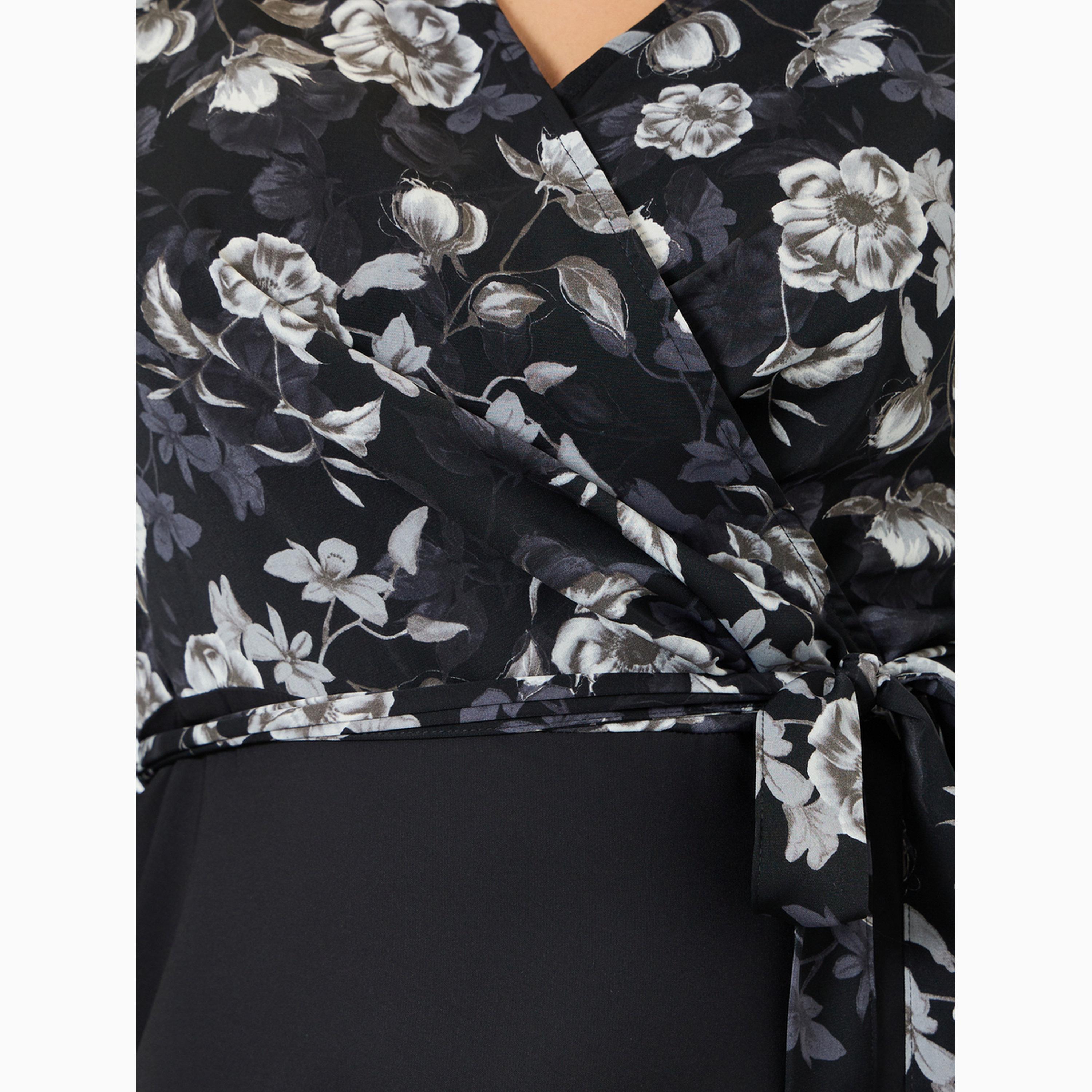 Styli Plus Floral Printed Wrap Look A-Line Maxi Dress-women-clothing-dresses-image-4