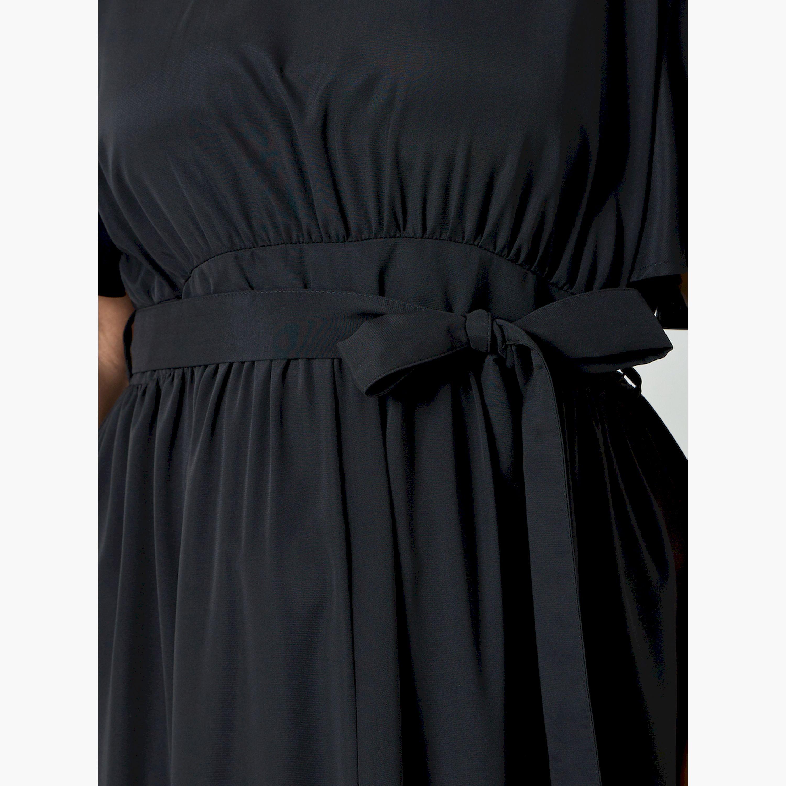 Styli Plus Size Black Pleated Maxi Dress-women-clothing-dresses-image-5