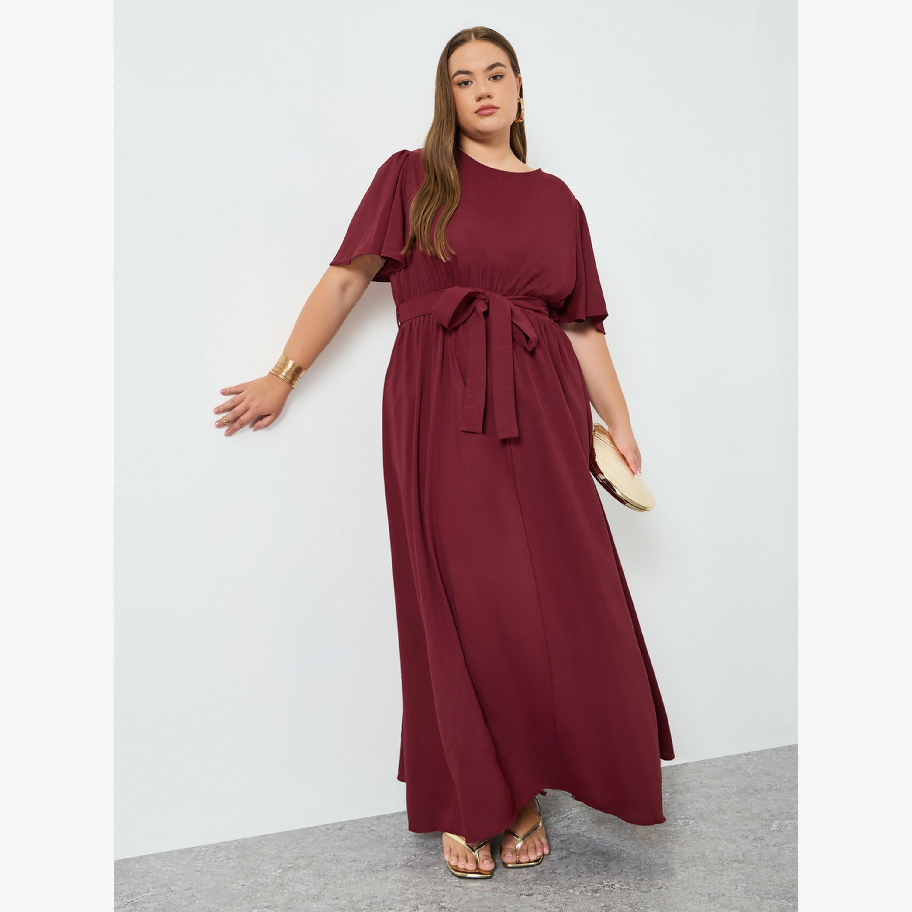 فستان طويل مقاس كبير برباط خصر-women-clothing-dresses-image-3