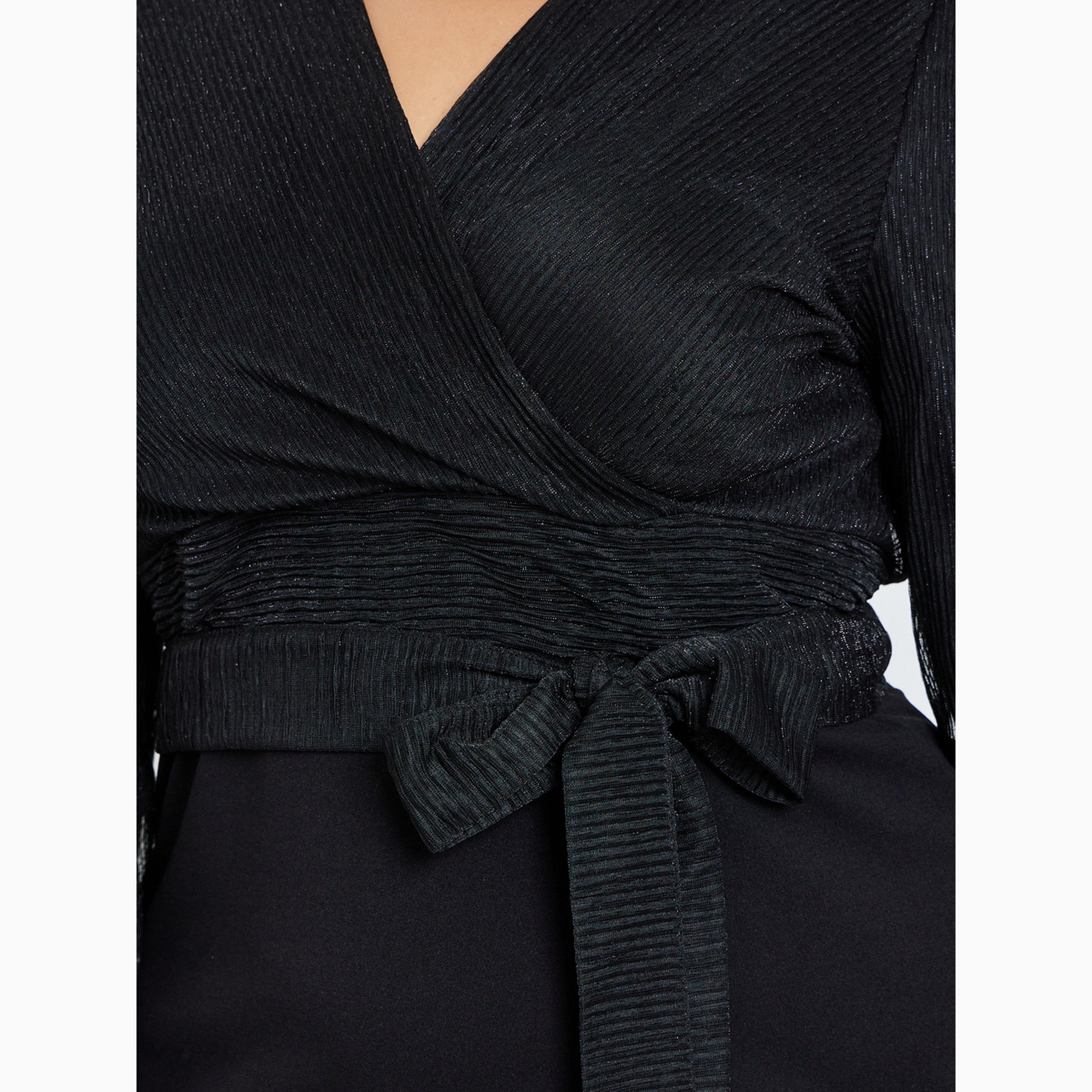 Styli Plus Size Wrap Front Shimmer Look Maxi Dress-women-clothing-dresses-image-4