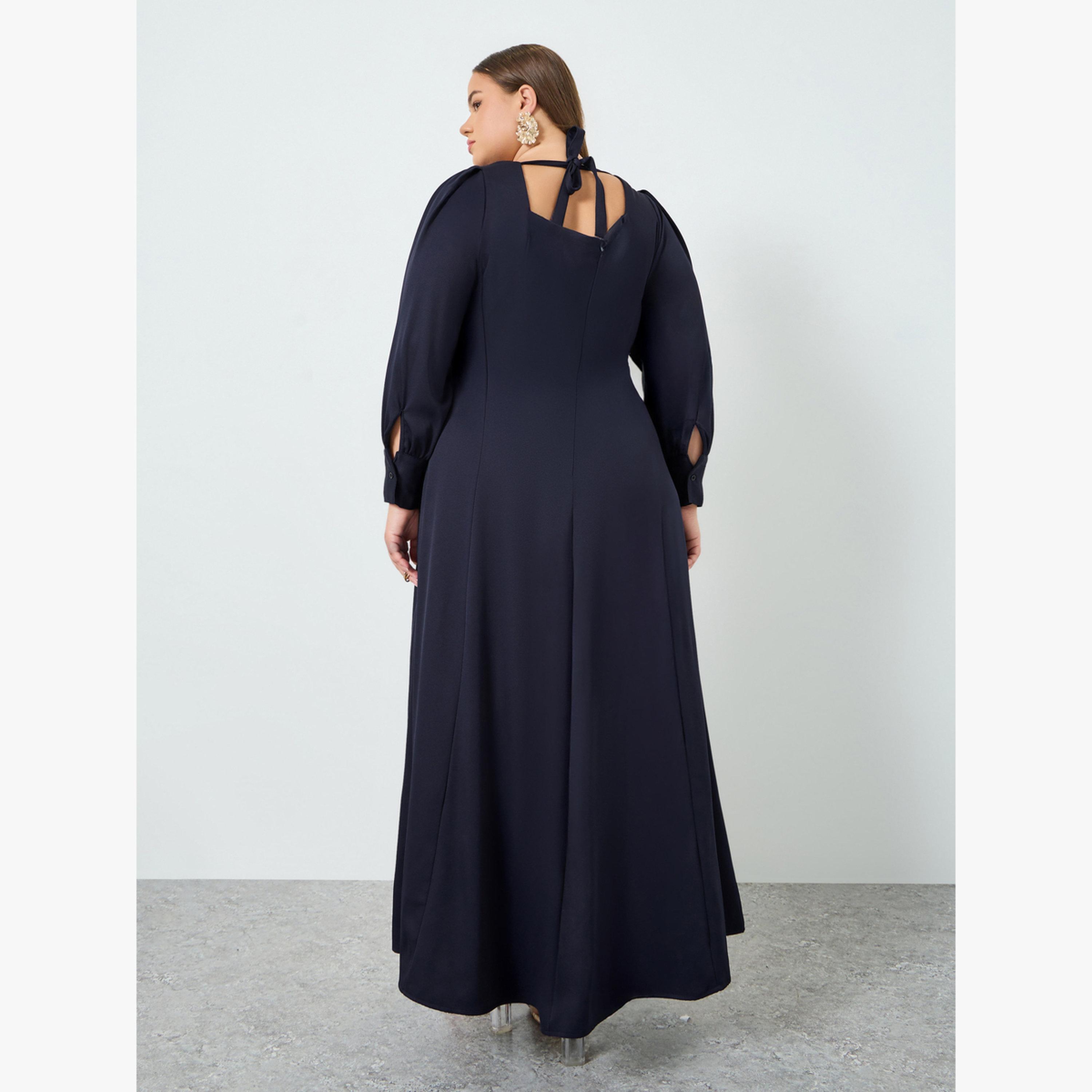 فستان طويل بياقة مربعة مقاس كبير-women-clothing-dresses-image-4