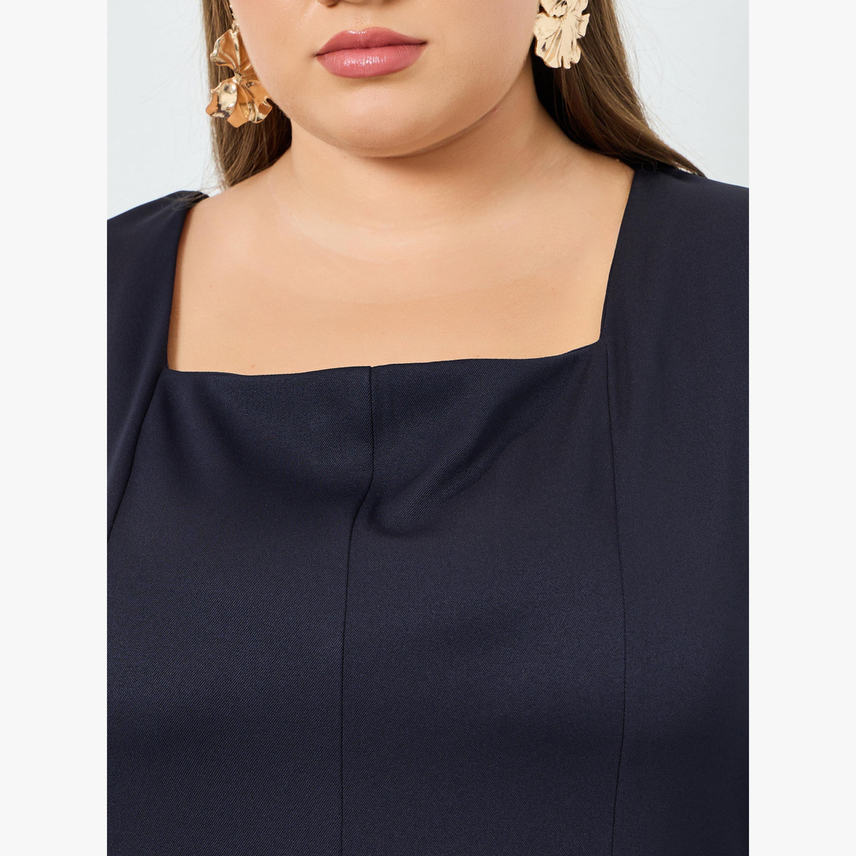 فستان طويل بياقة مربعة مقاس كبير-women-clothing-dresses-image-5