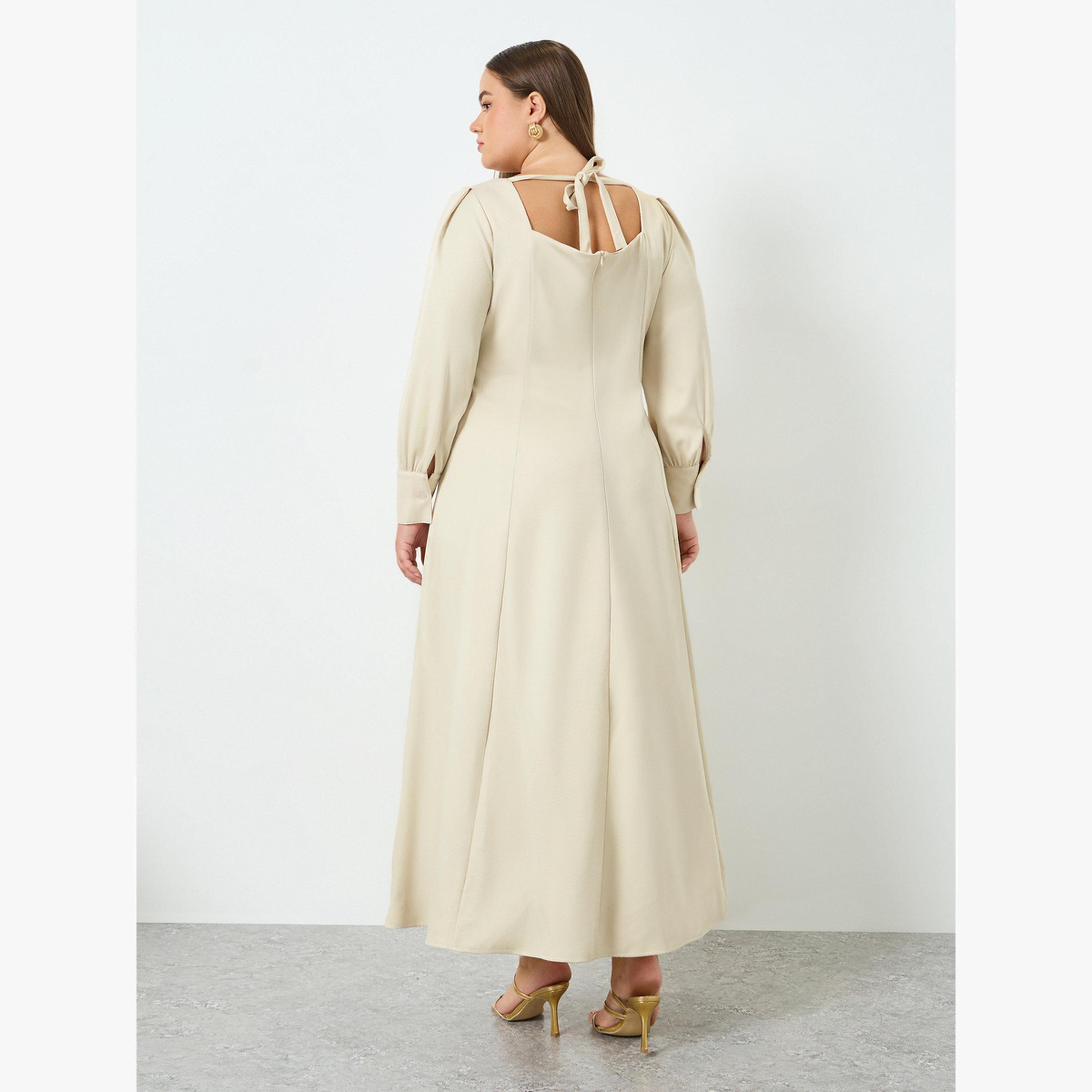 Styli Plus Size Square Neck Twill Maxi Dress-women-clothing-dresses-image-4