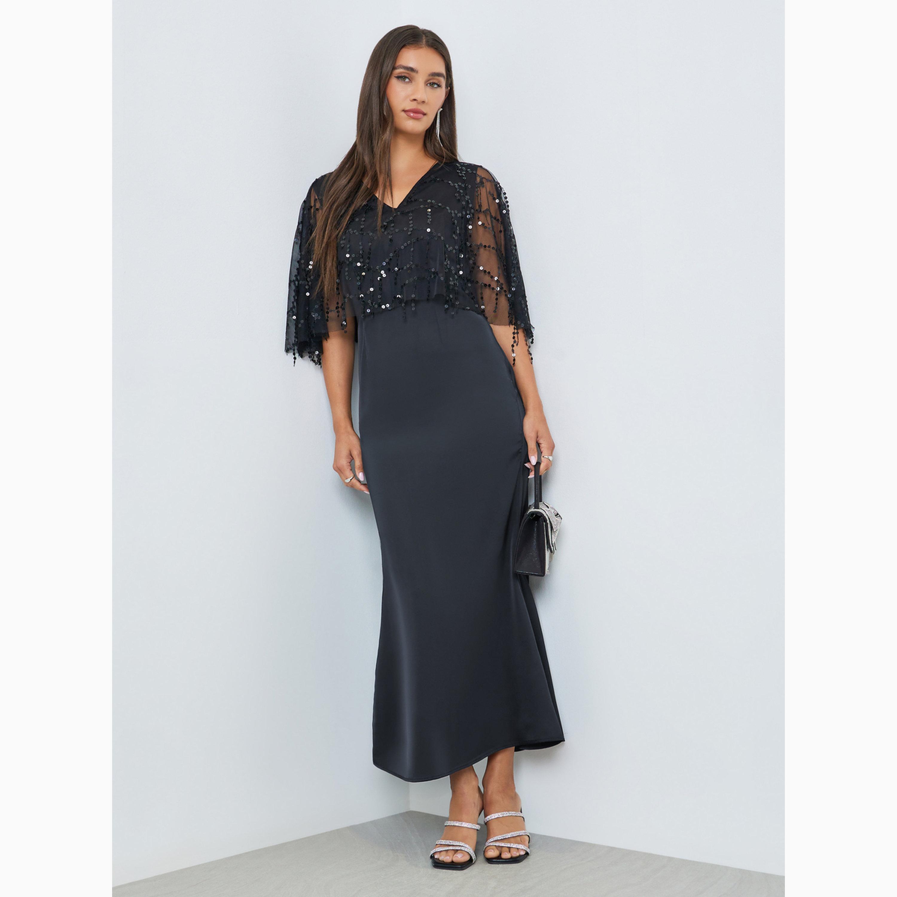 فستان طويل بترتر وبحافة واسعة-women-clothing-dresses-image-1