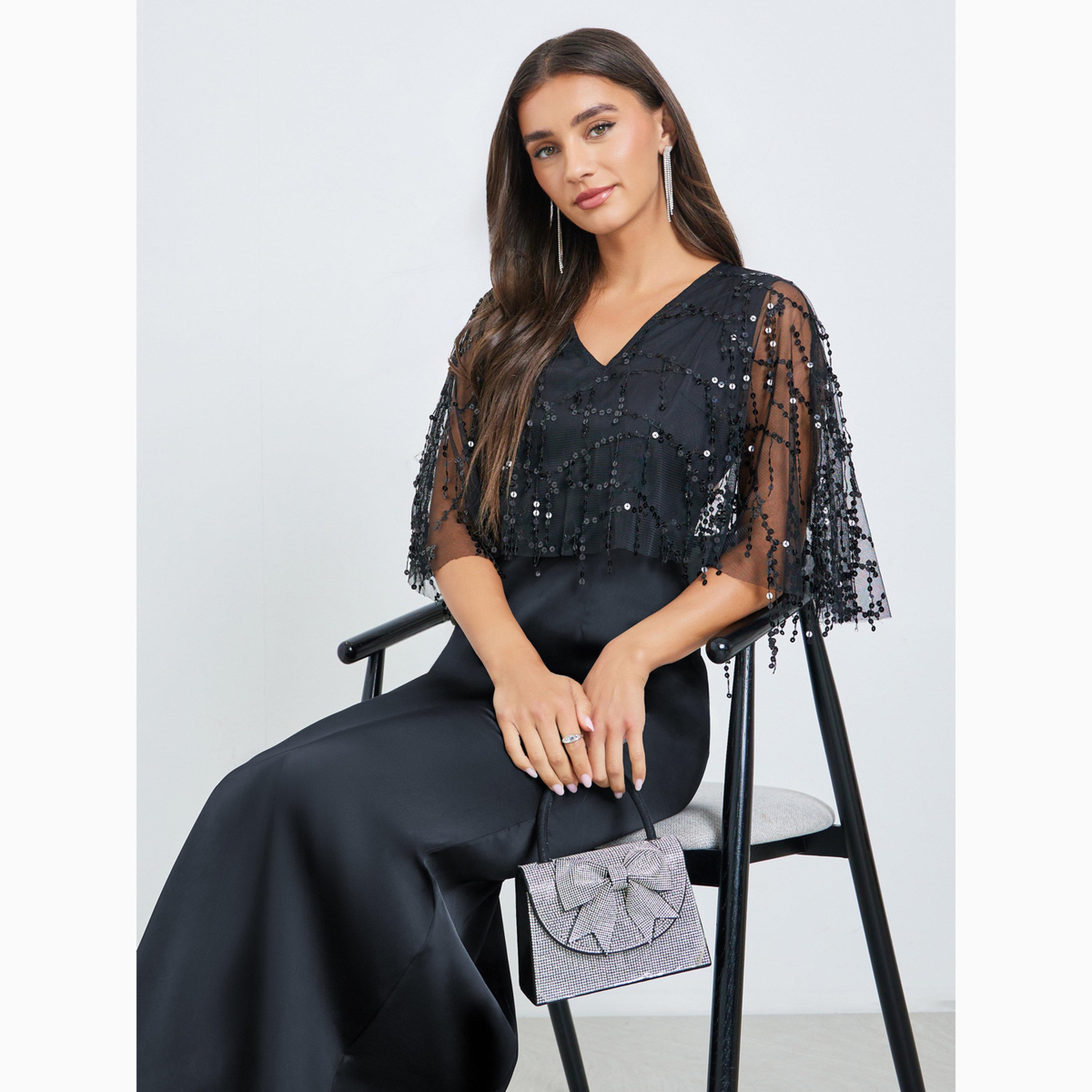 فستان طويل بترتر وبحافة واسعة-women-clothing-dresses-image-2
