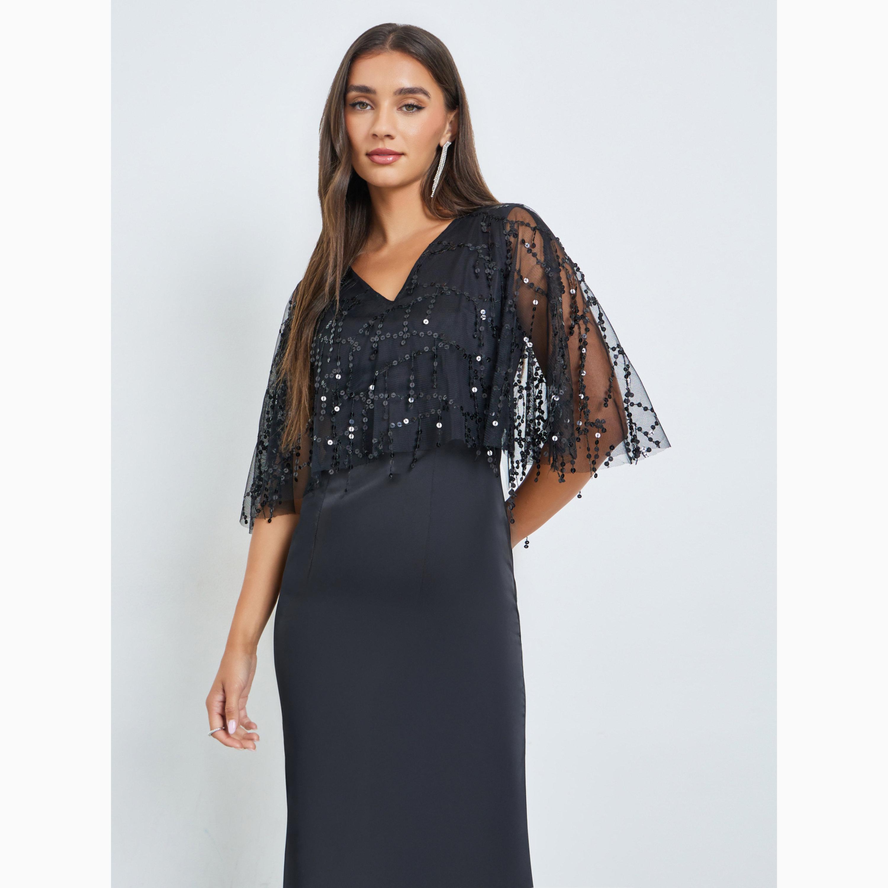 فستان طويل بترتر وبحافة واسعة-women-clothing-dresses-image-3