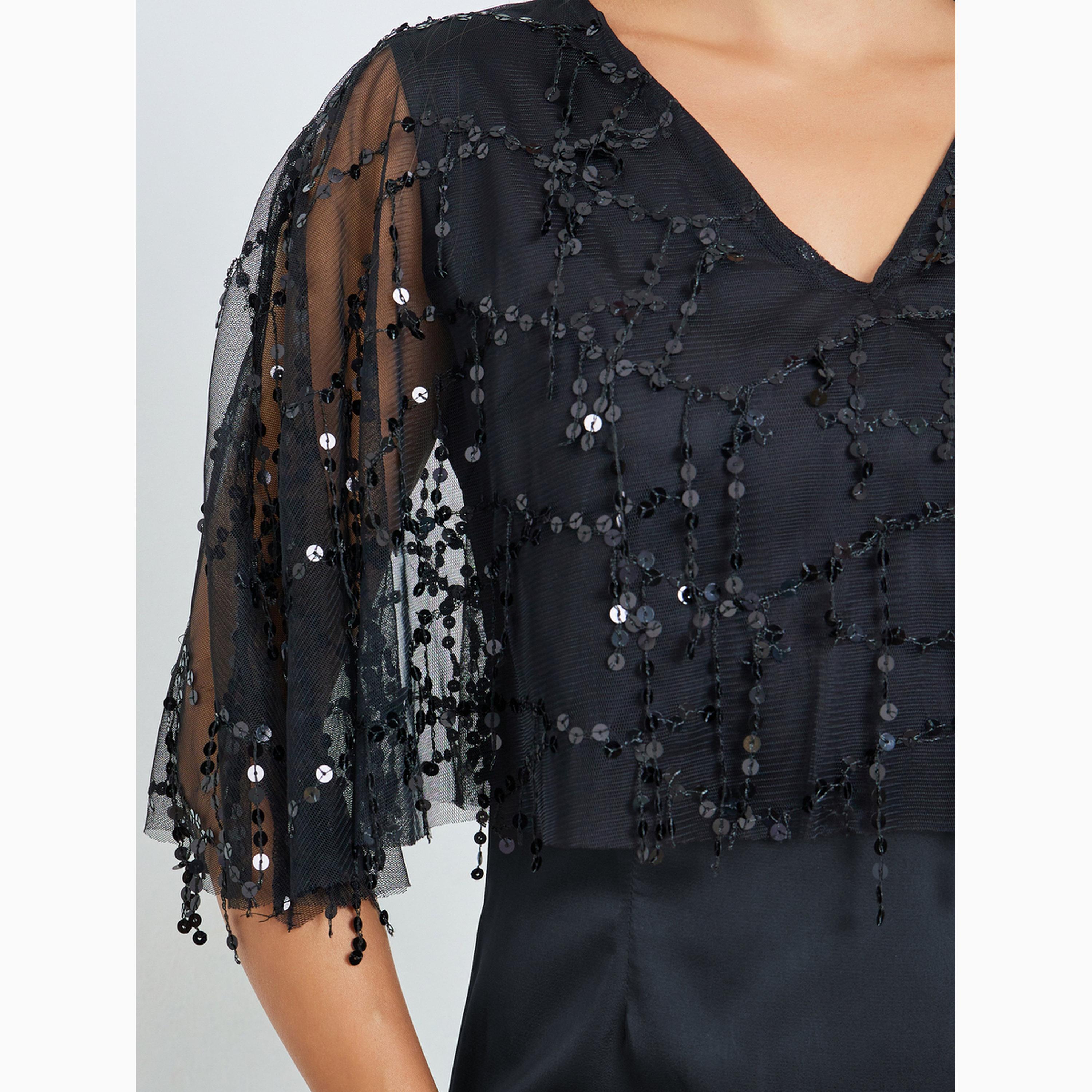 Styli Black Sequin A-Line Maxi Dress-women-clothing-dresses-image-5