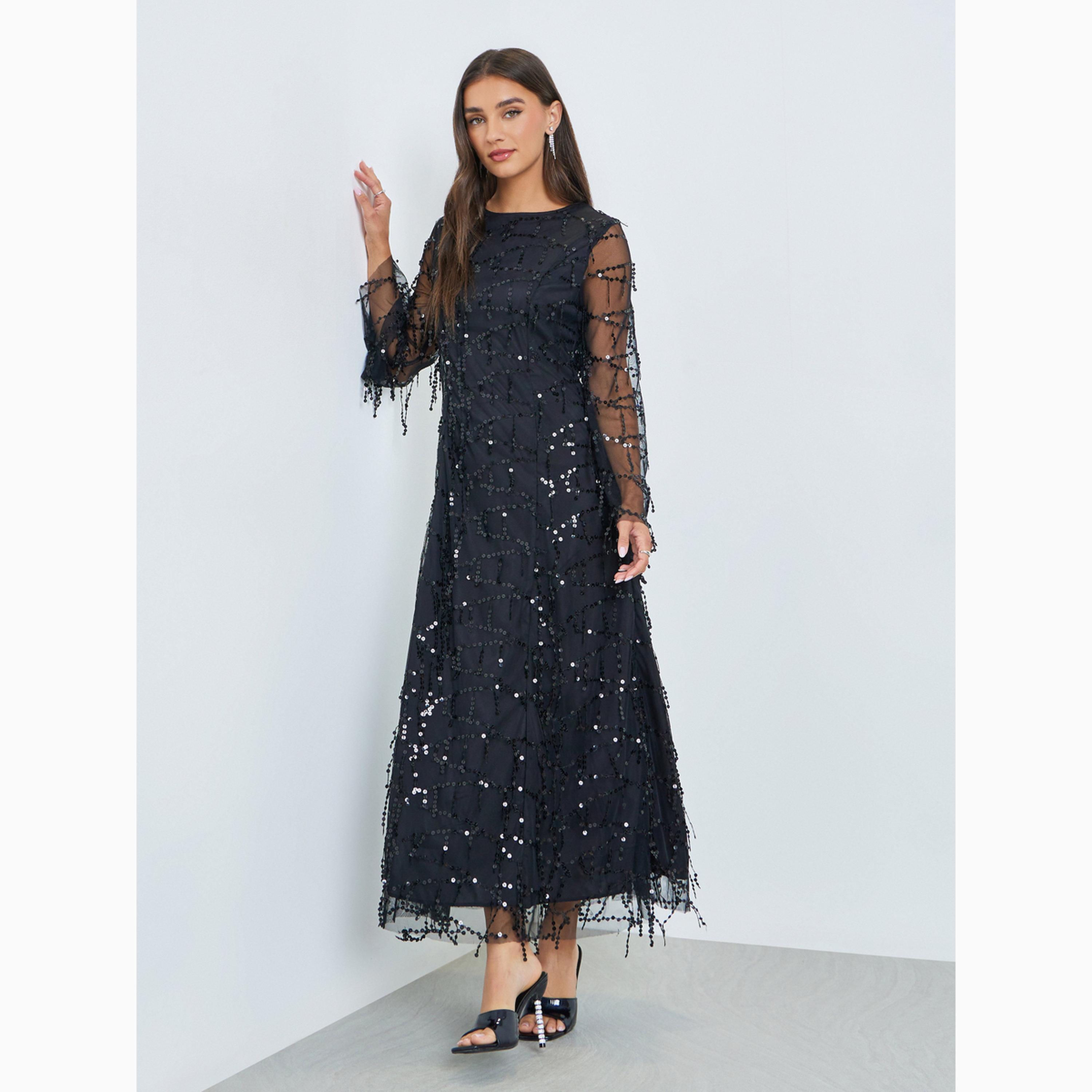 فستان طويل بترتر وأكمام طويلة-women-clothing-dresses-image-3