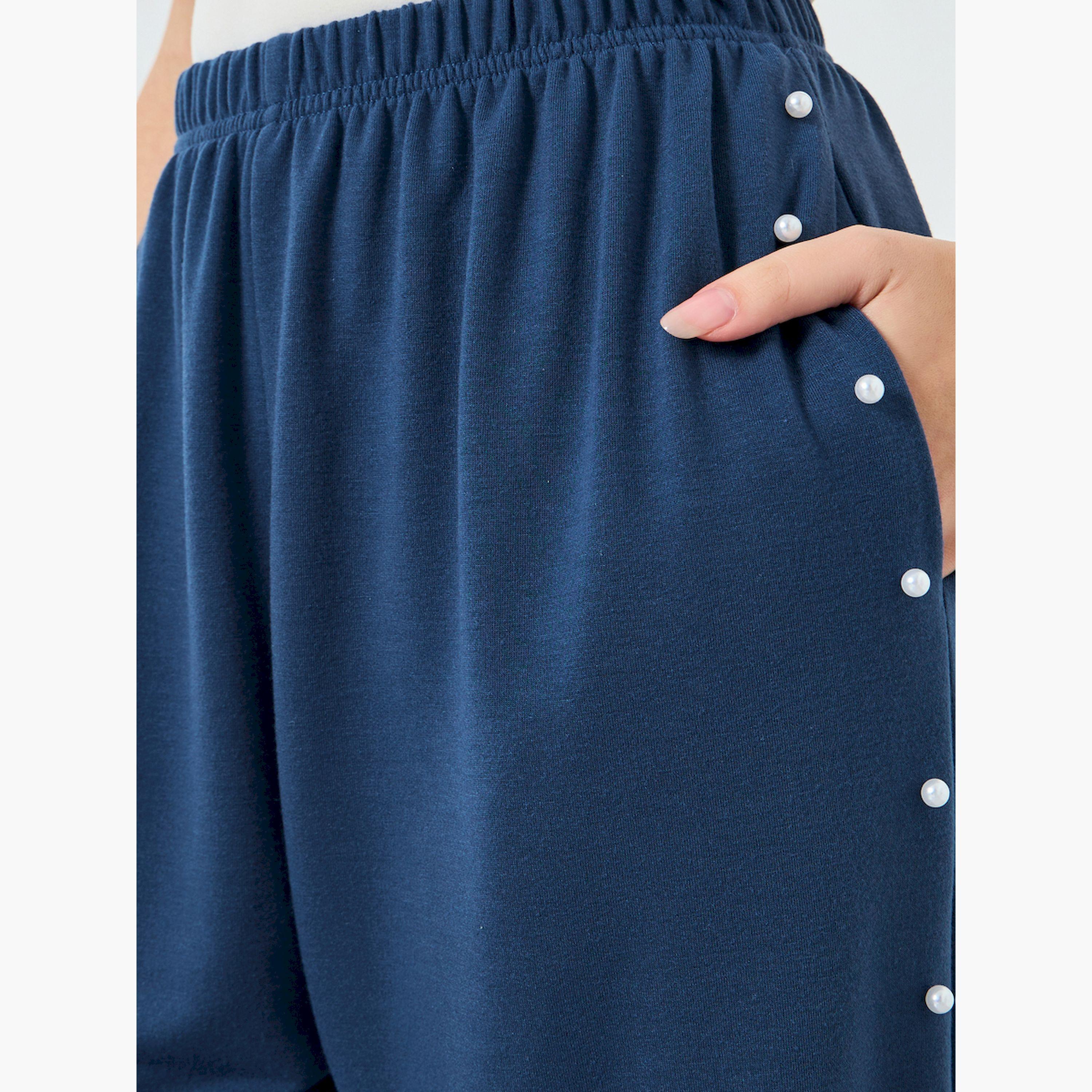 جوغر بأرجل واسعة منمق باللؤلؤ صناعي-women-clothing-bottoms-joggers-image-3