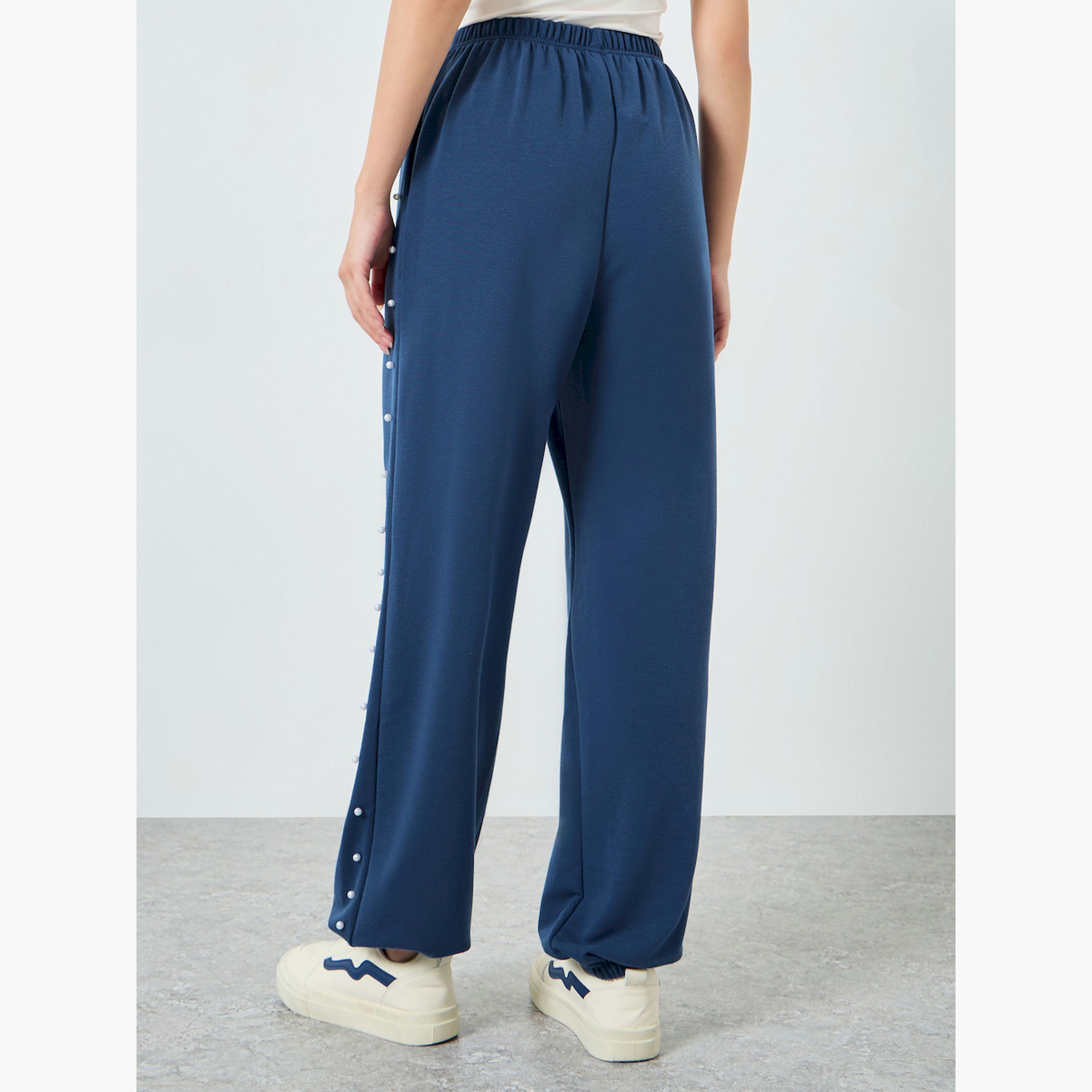 جوغر بأرجل واسعة منمق باللؤلؤ صناعي-women-clothing-bottoms-joggers-image-4