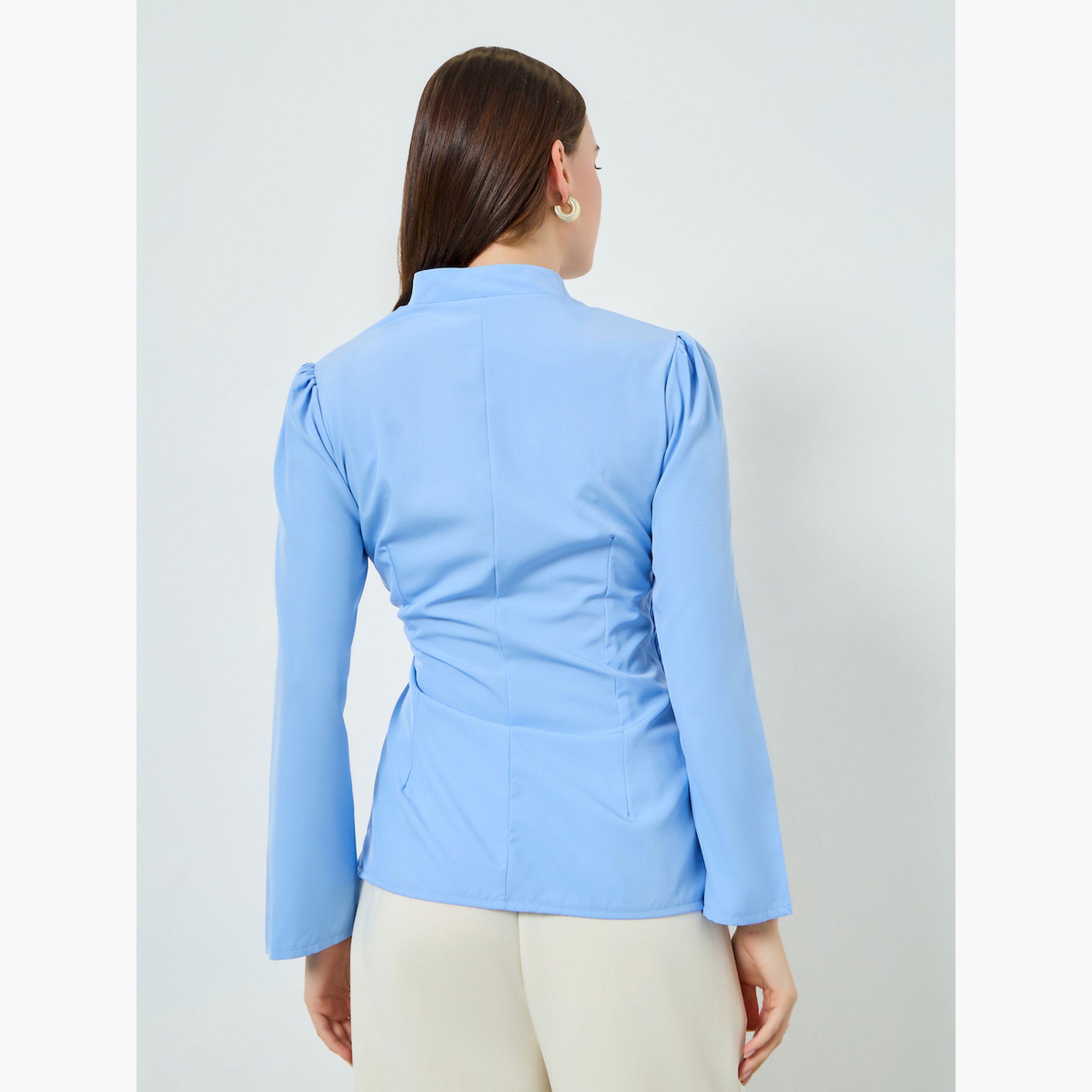 بلوزة بأكمام طويلة وإبزيم بشكل زهرة-women-clothing-shirtsandblouses-blouses-image-4