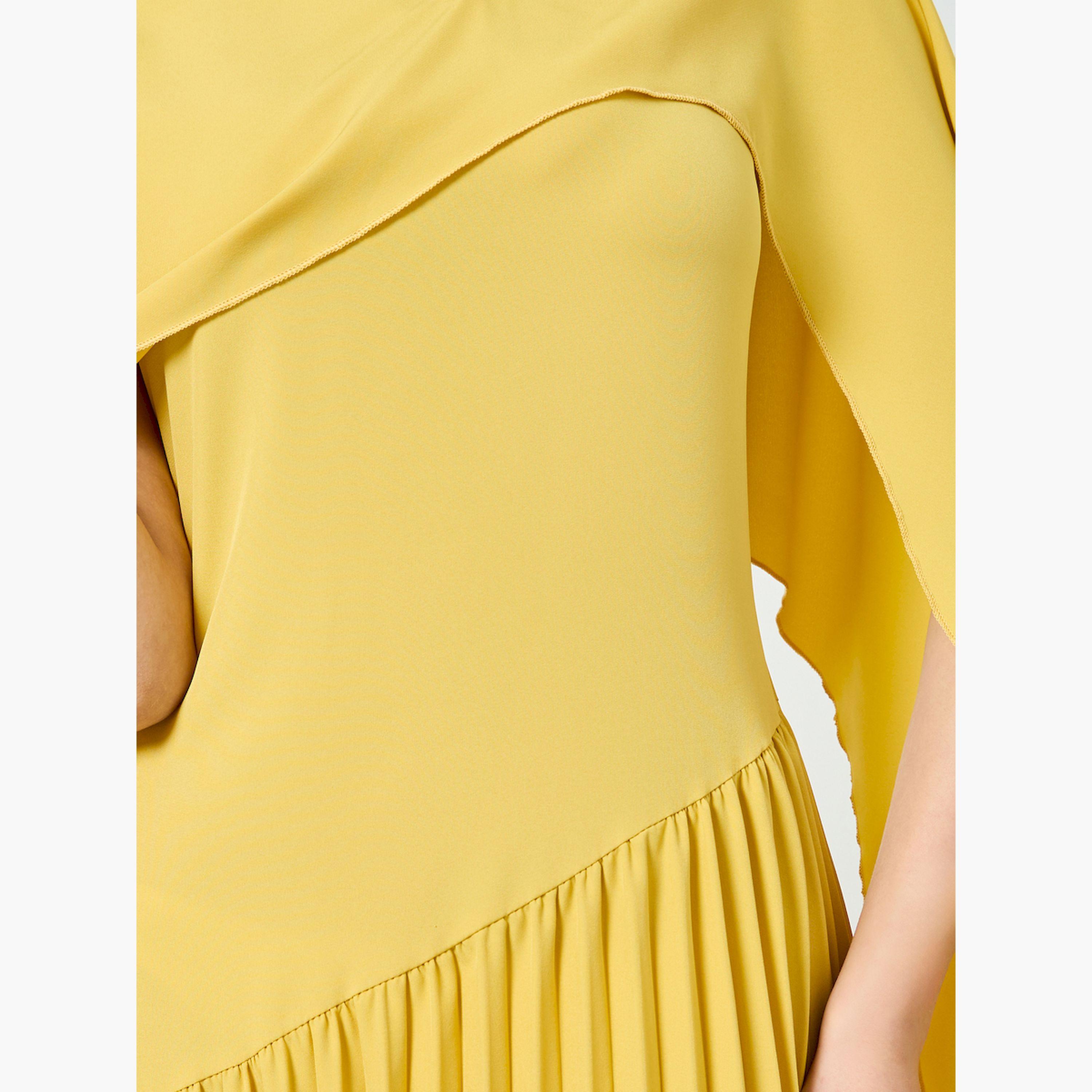 فستان طويل بكسرات وأكمام كيب-women-clothing-dresses-image-4