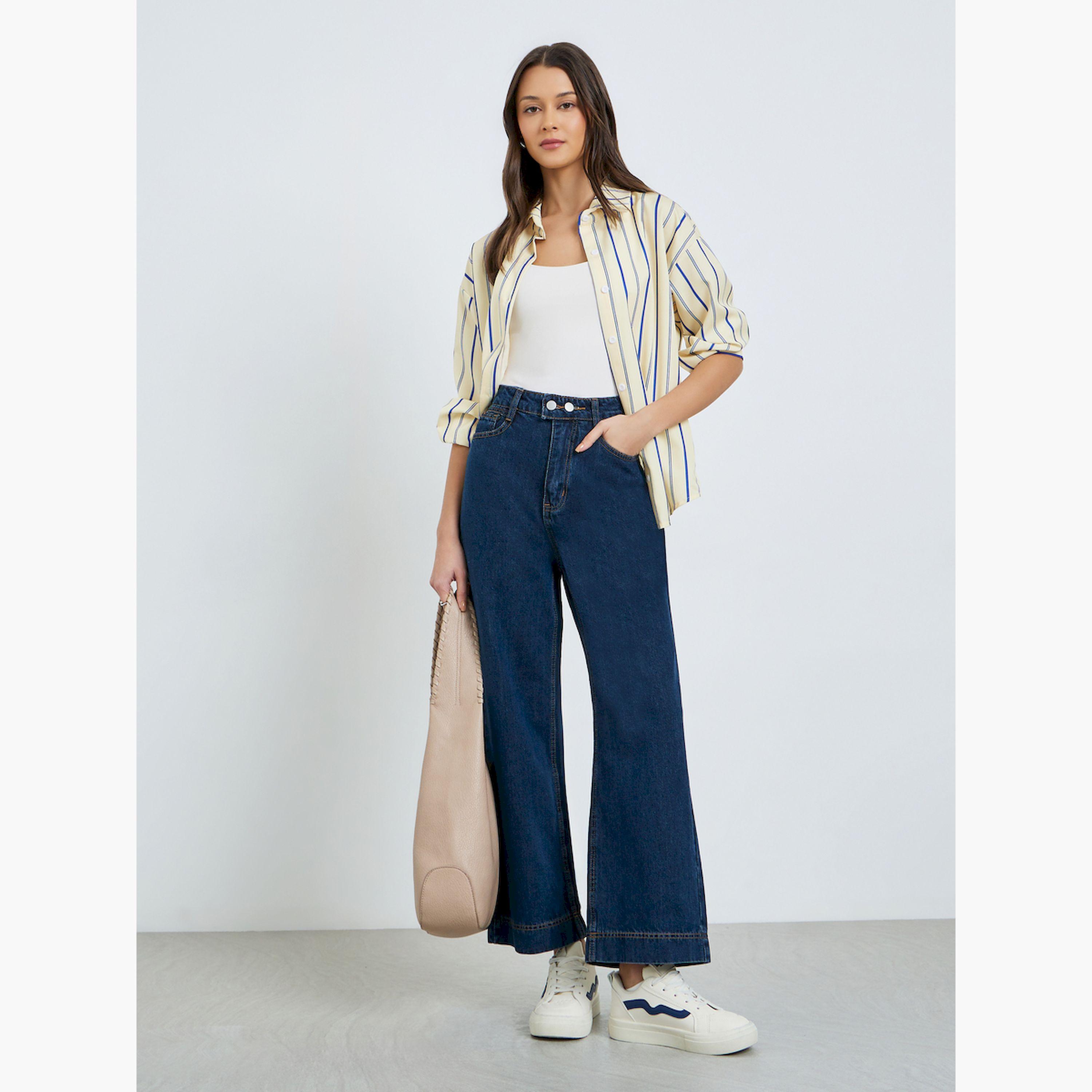 Styli Yellow Striped Oversized Shirt-women-clothing-shirtsandblouses-shirts-image-2