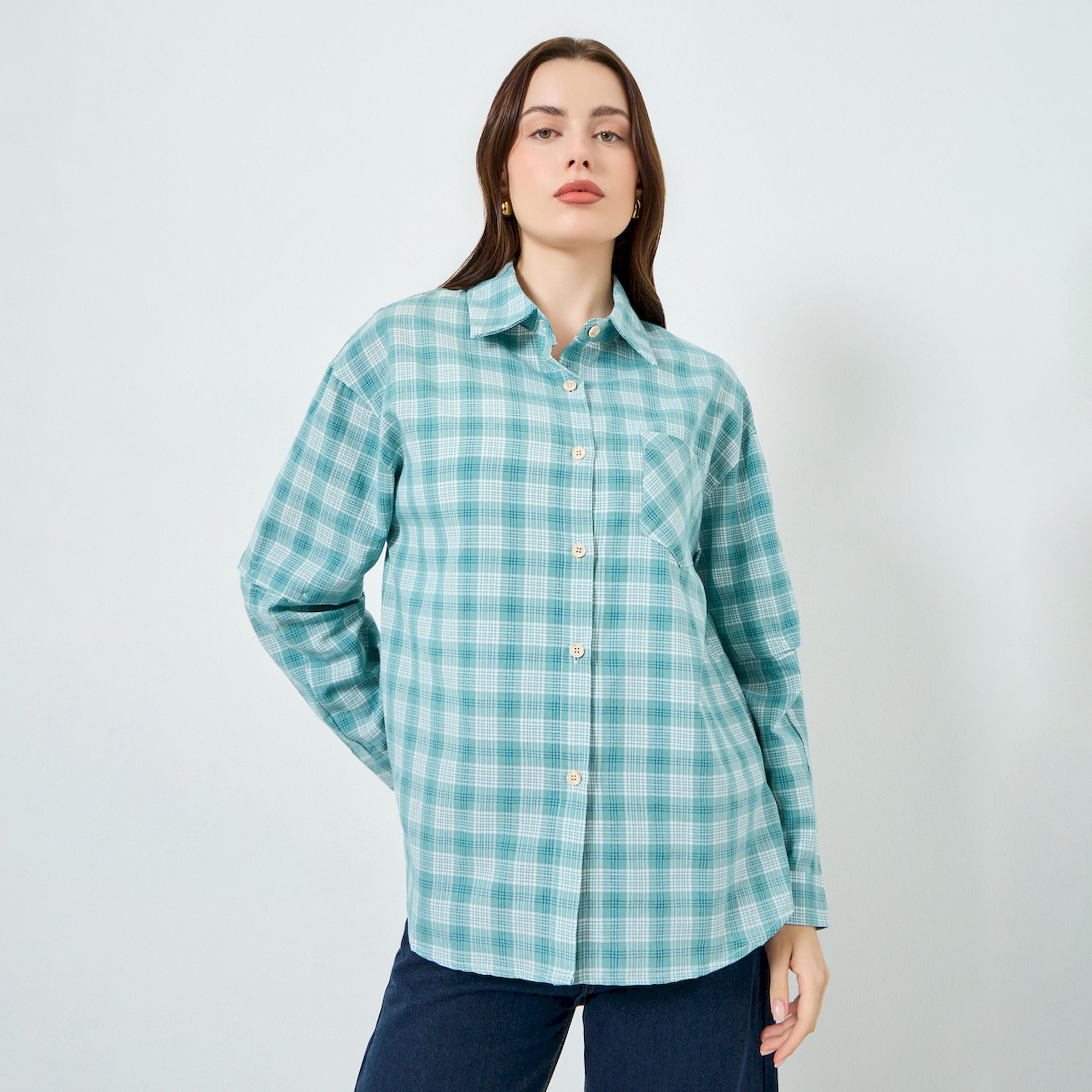 بلوزة واسعة كاروهات بأكمام طويلة-women-clothing-shirtsandblouses-shirts-image-1