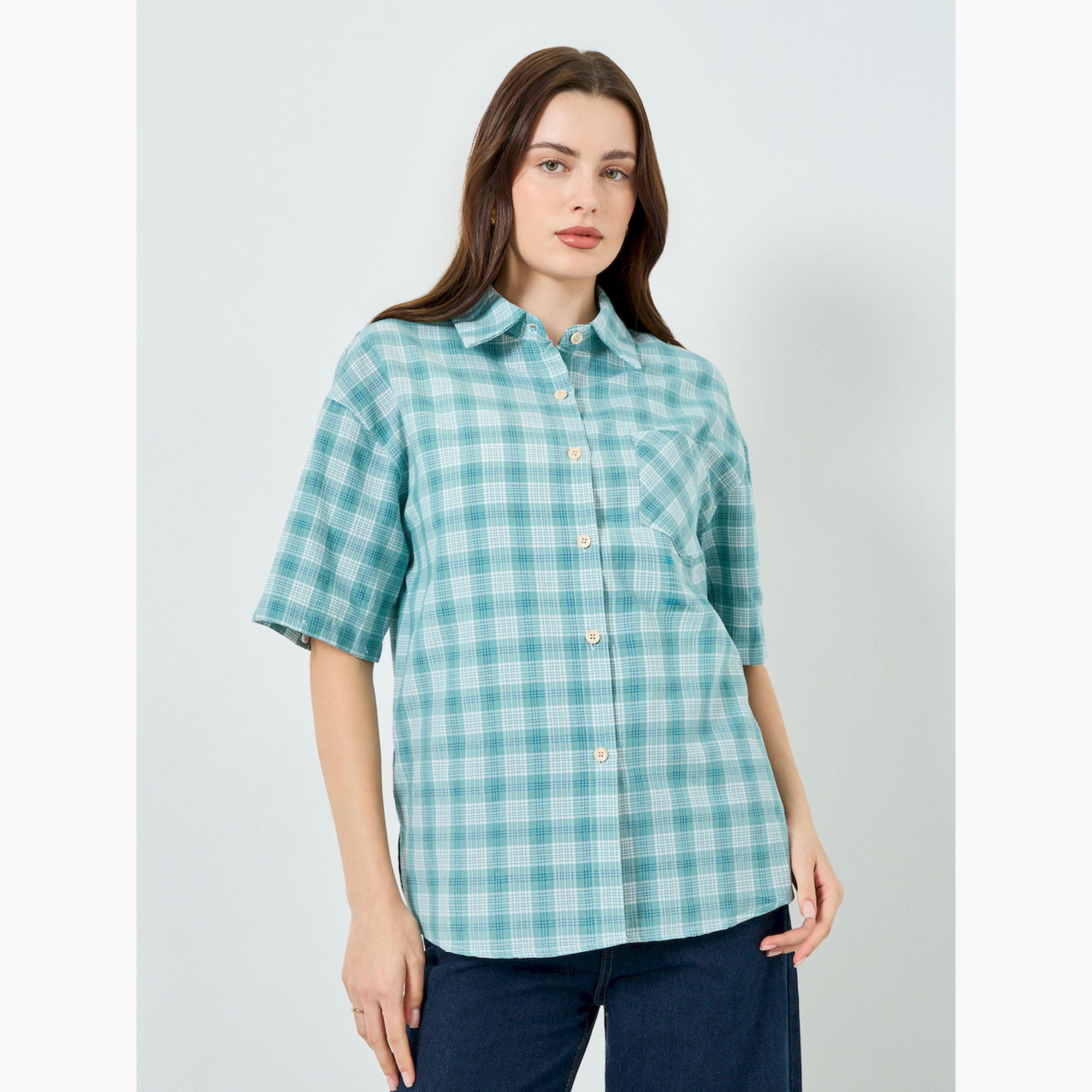 بلوزة واسعة كاروهات بأكمام طويلة-women-clothing-shirtsandblouses-shirts-image-4